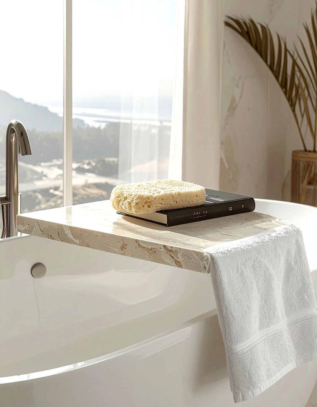 Cream stone bath caddy - 30 cream bathroom accessories ideas