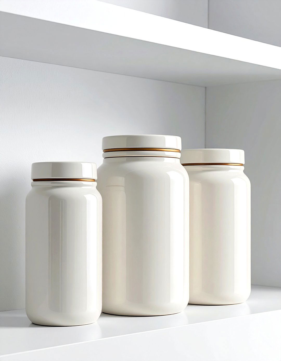 Cream storage canisters - 30 cream bathroom accessories ideas