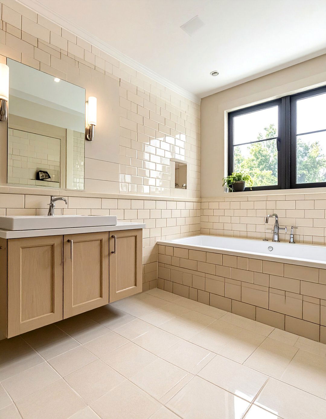 Cream subway tile bathroom - 30 cream bathroom ideas