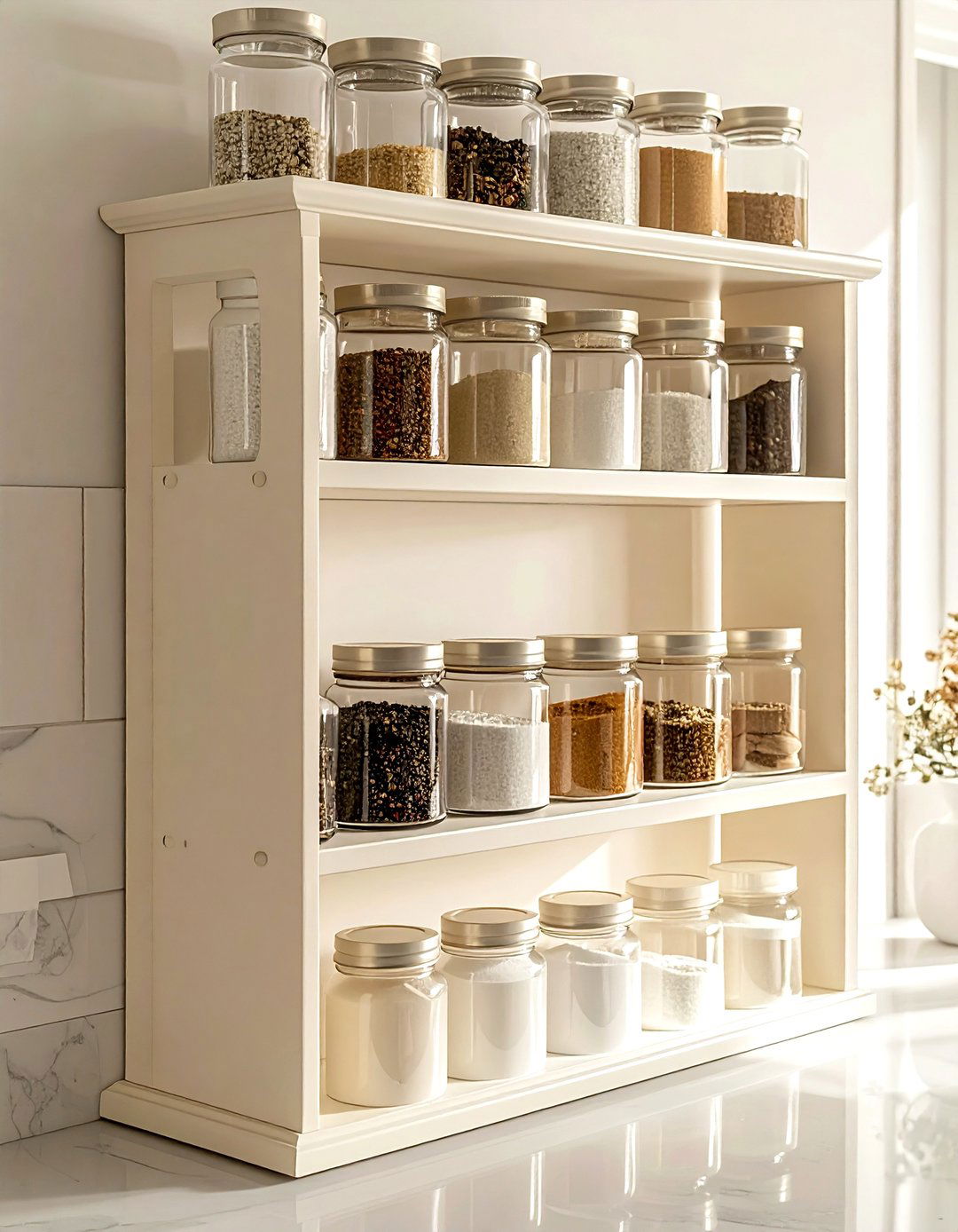 Cream tiered spice rack - 30 cream kitchen accessories ideas