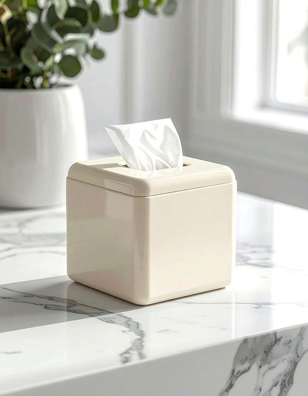Cream tissue box cover - 30 cream bathroom accessories ideas