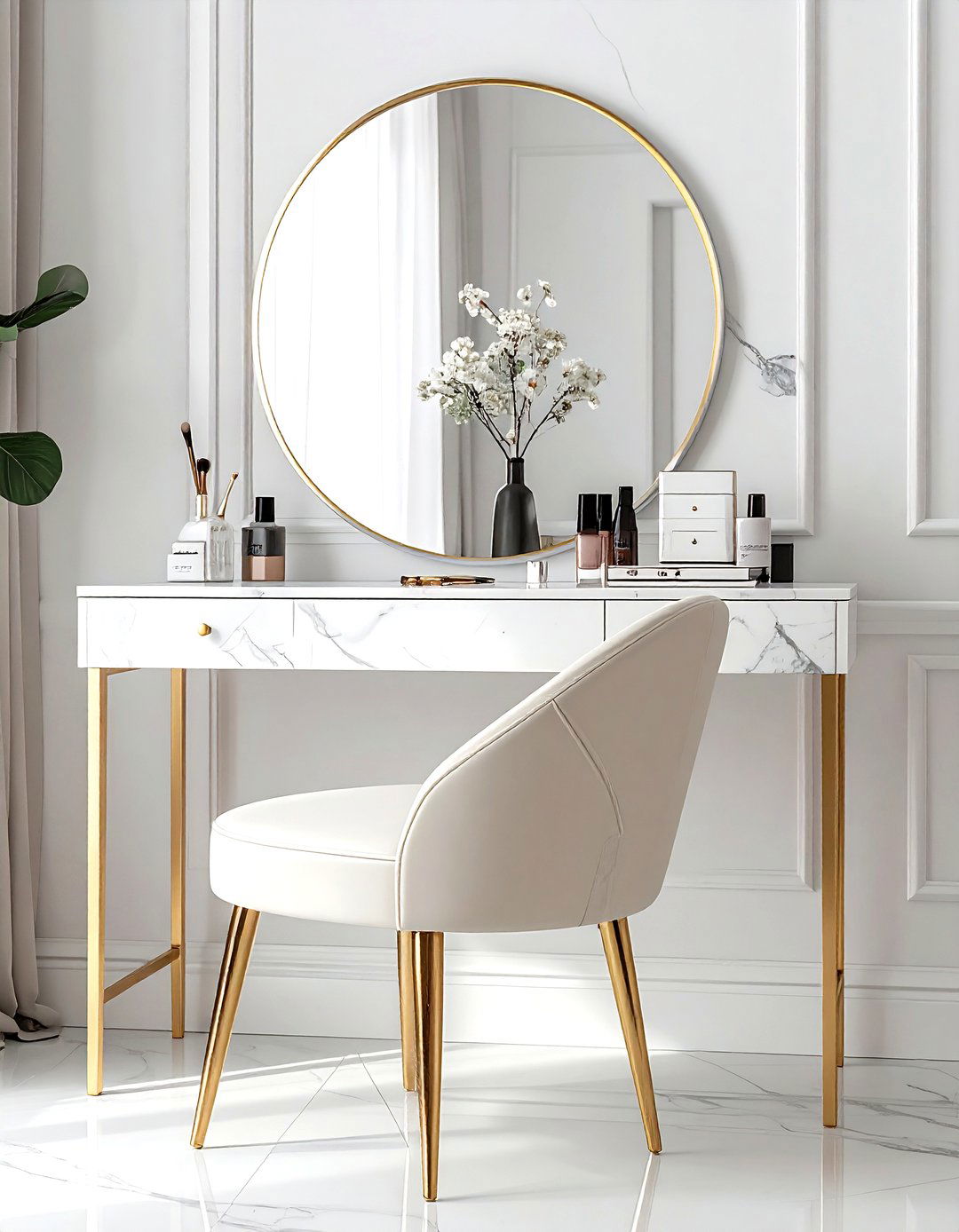 Cream vanity chair - 30 cream bedroom accessories ideas