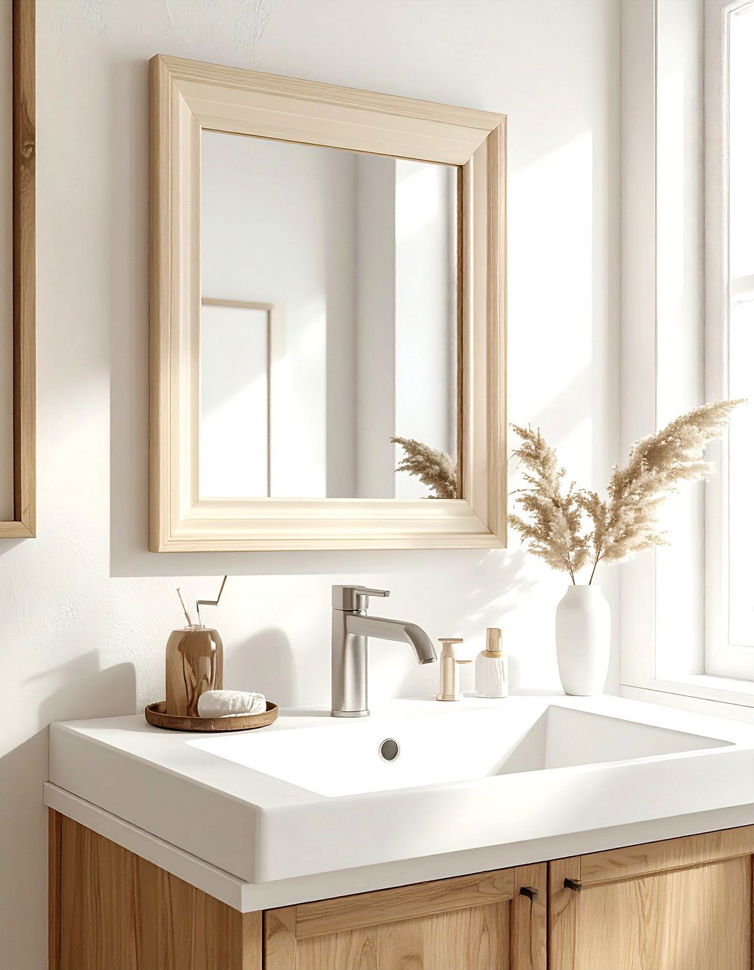 Cream vanity mirror - 30 cream bathroom accessories ideas