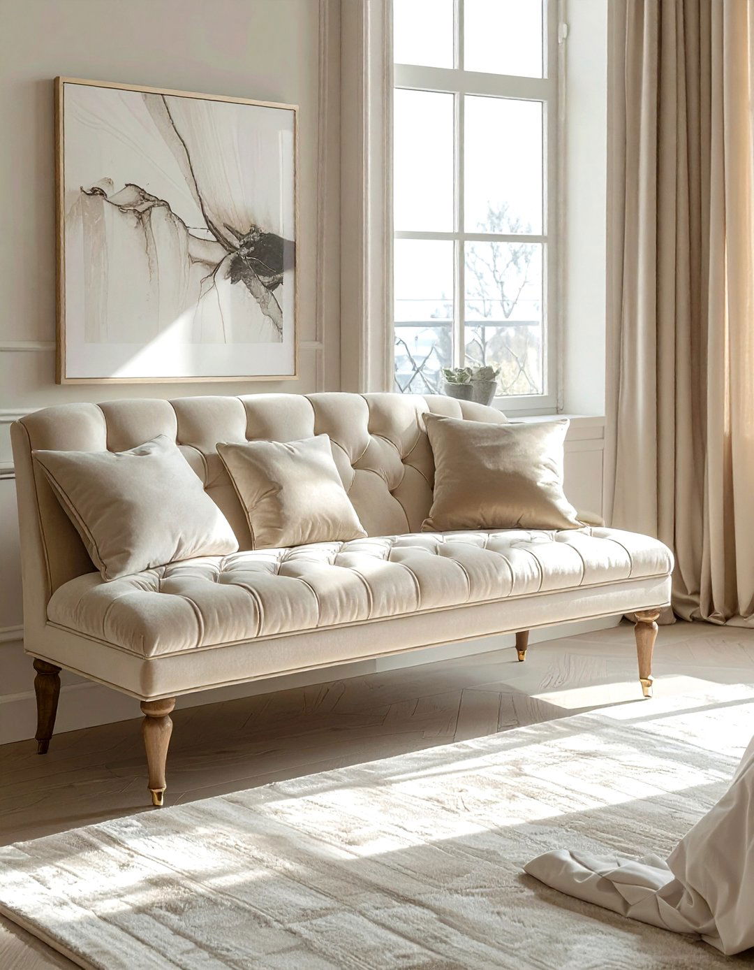 Cream velvet bench - 30 cream bedroom accessories ideas