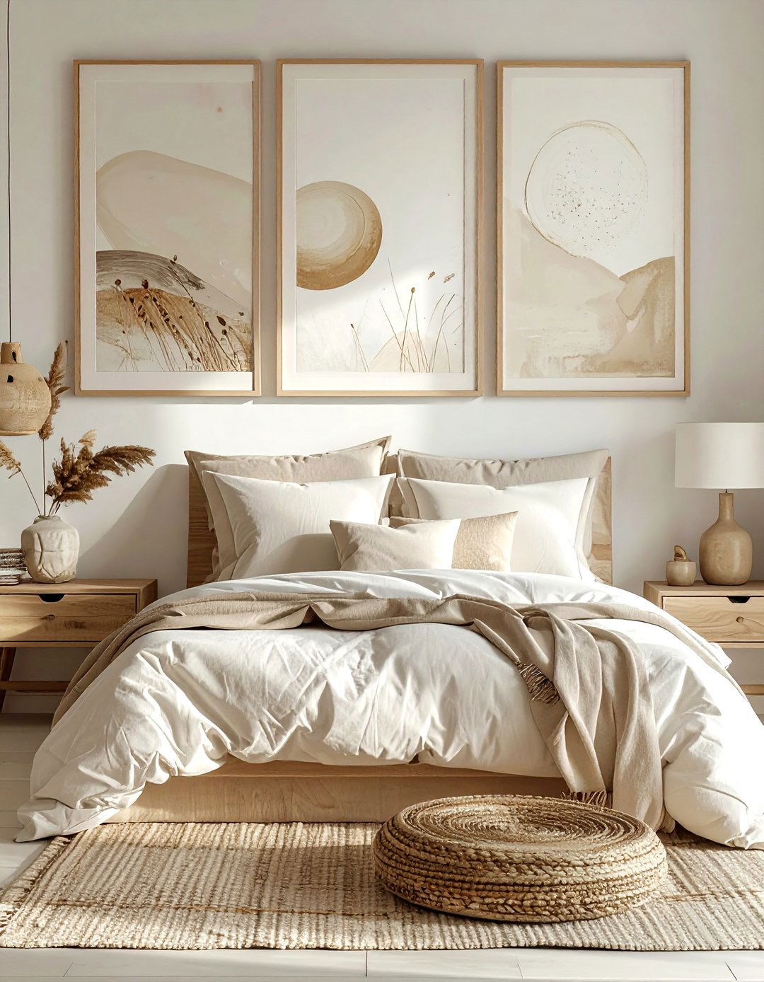 Cream wall art - 30 cream bedroom accessories ideas