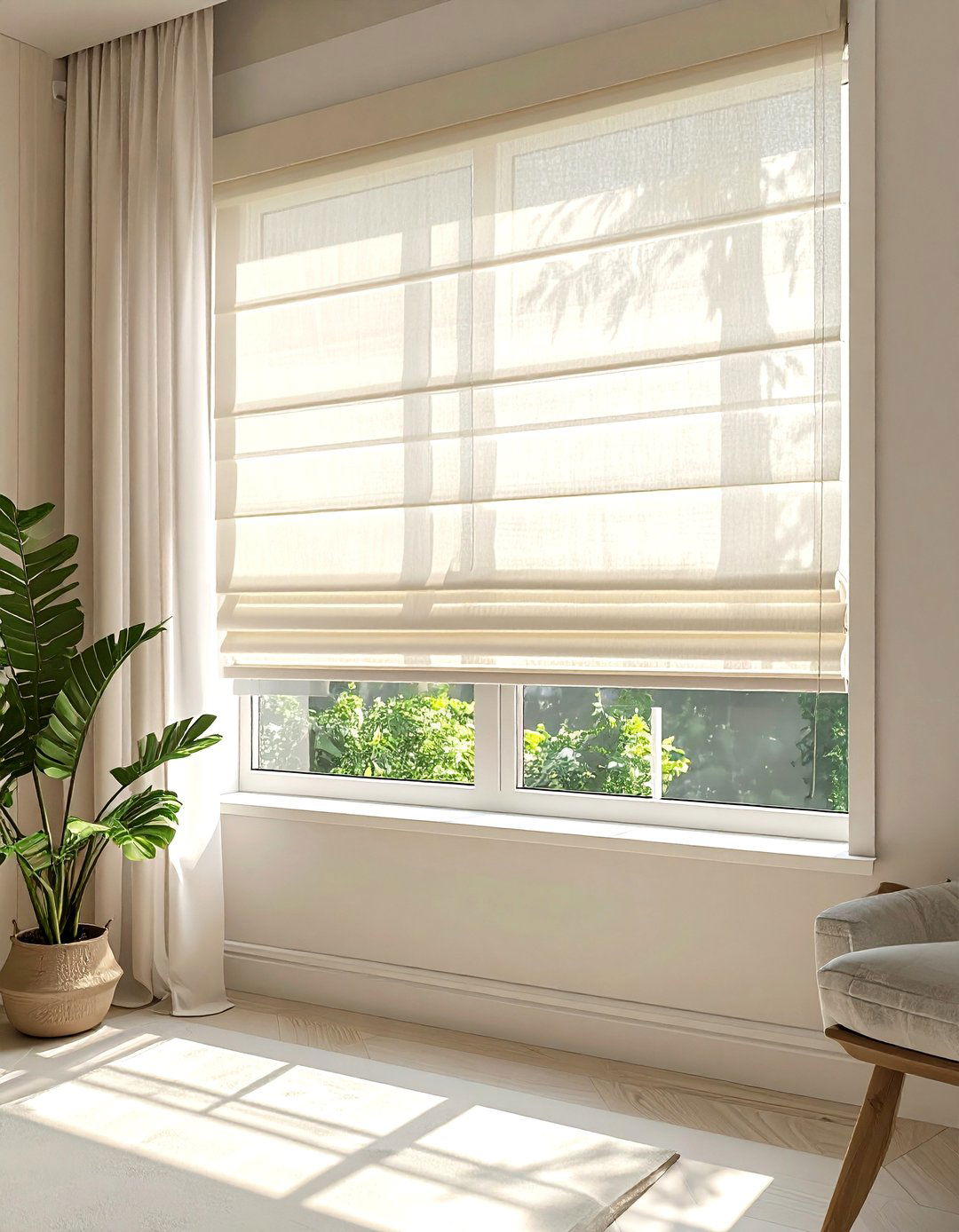 Cream window blind - 30 cream bathroom accessories ideas