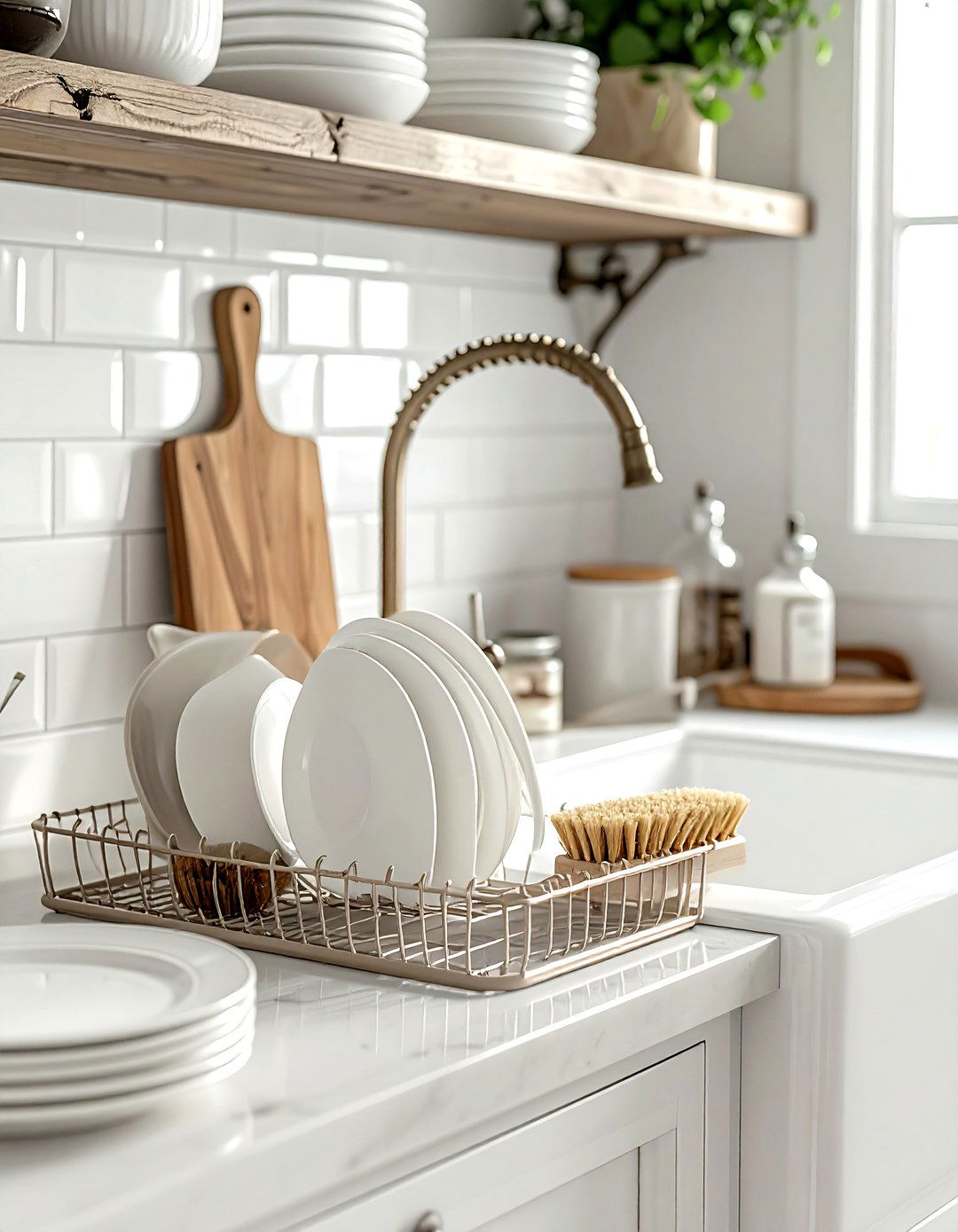 Cream wire dish rack - 30 cream kitchen accessories ideas