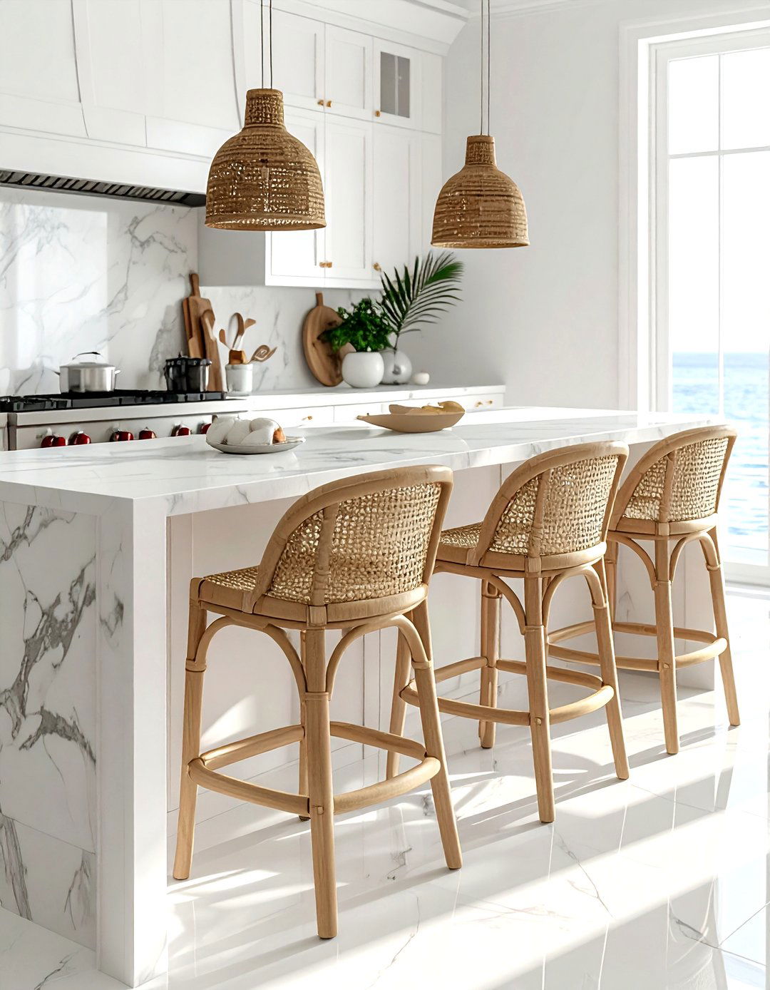 Cream wood bar stools - 30 cream dining room furniture ideas