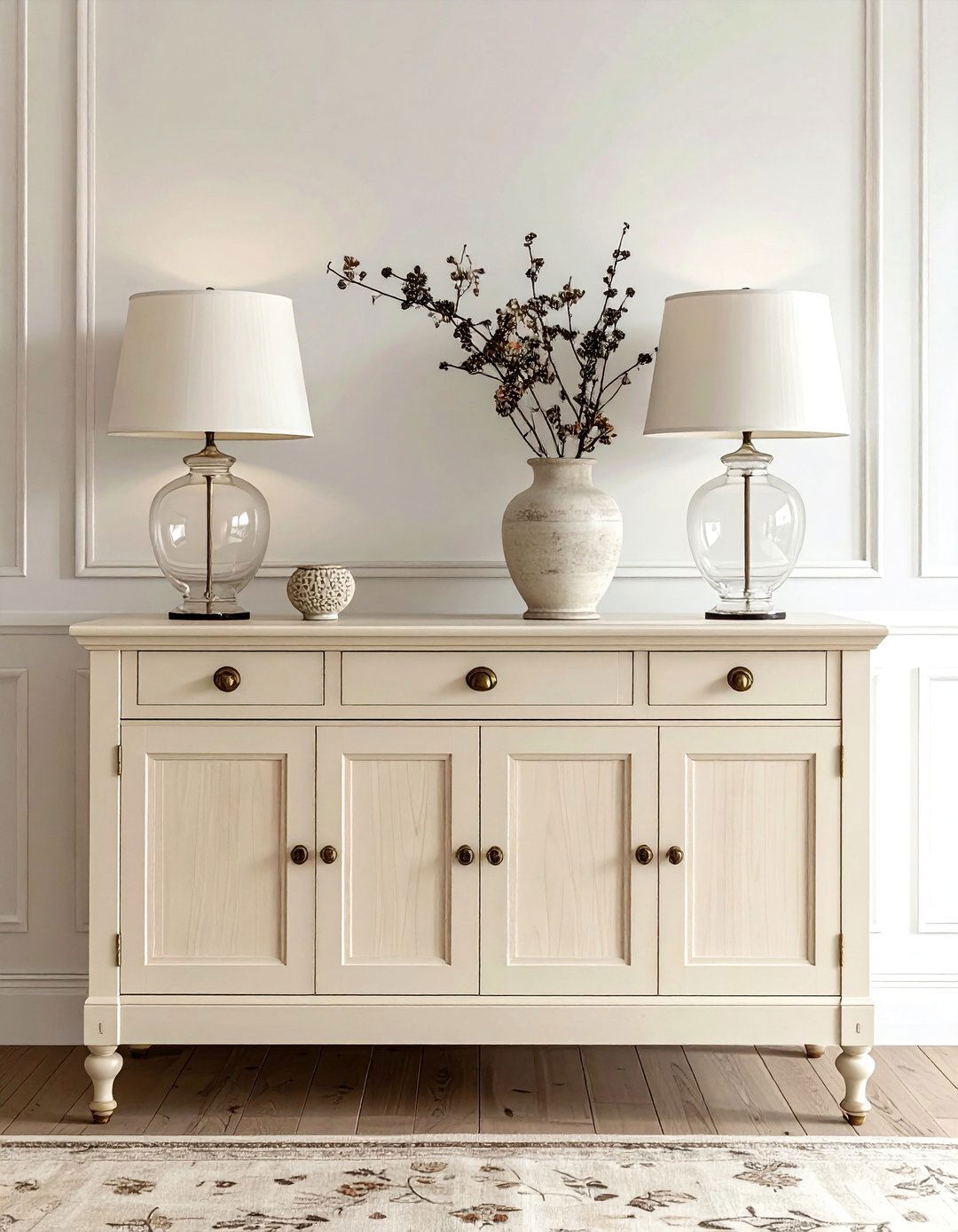 Cream wooden buffet cabinet - 30 cream dining room furniture ideas