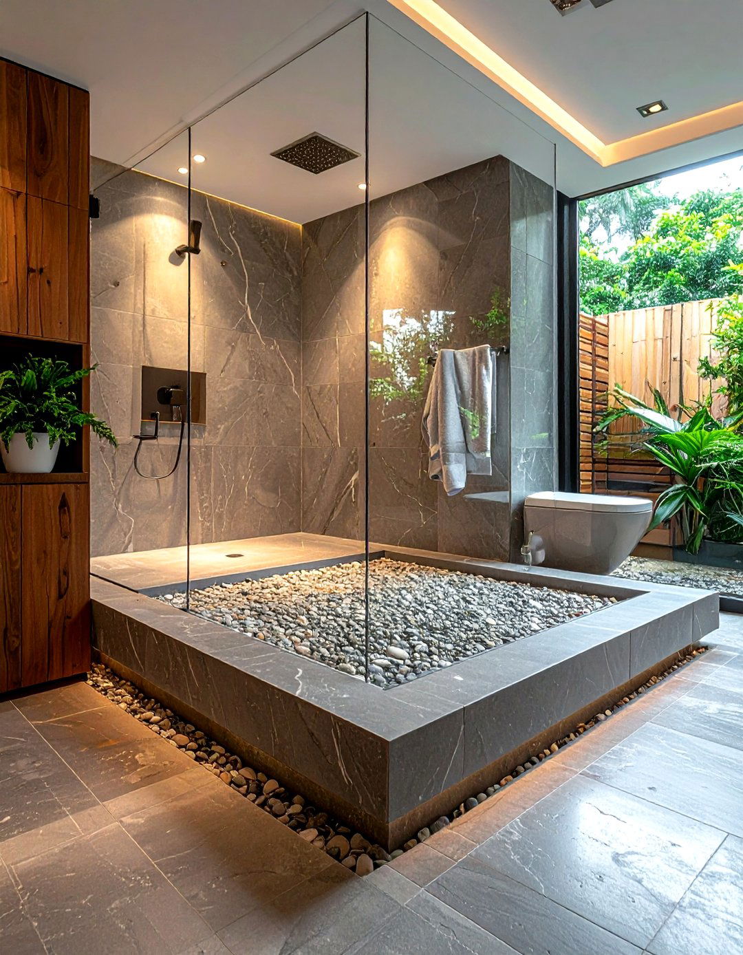 Create stone pebble floor - 30 weekend bathroom projects