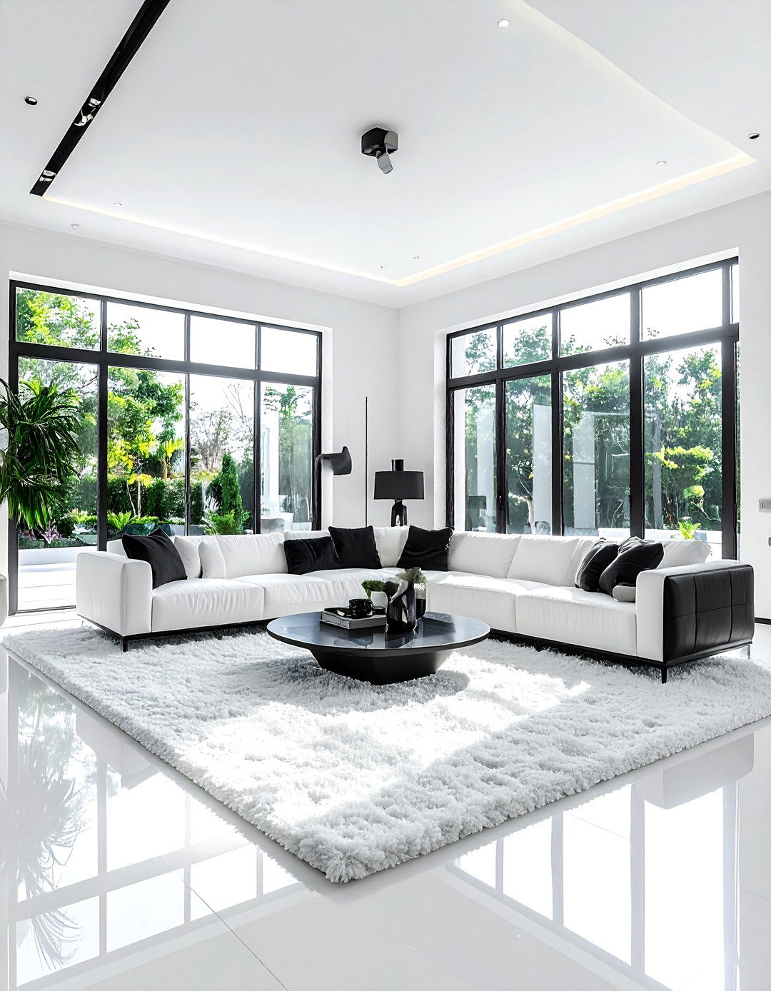 Crisp White Living Room - 30 living room paint color ideas