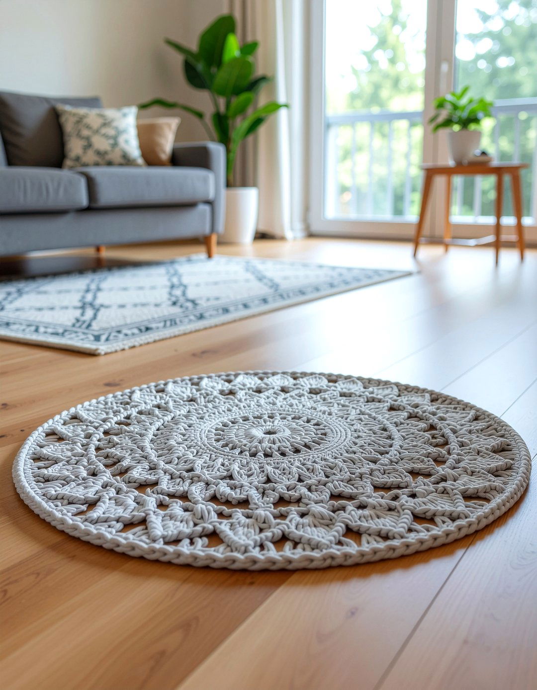 Crochet area rug - 30 crocheted living room ideas