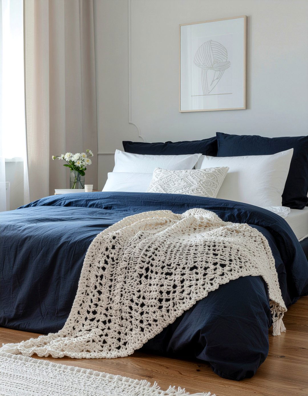 Crochet bed scarf - 30 crocheted bedroom ideas