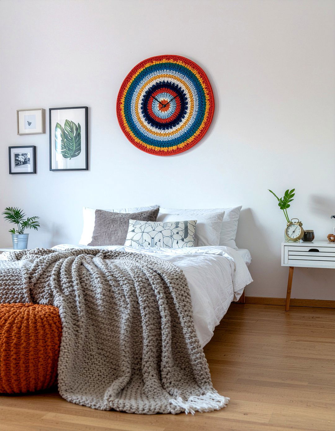 Crochet clock border - 30 crocheted bedroom ideas