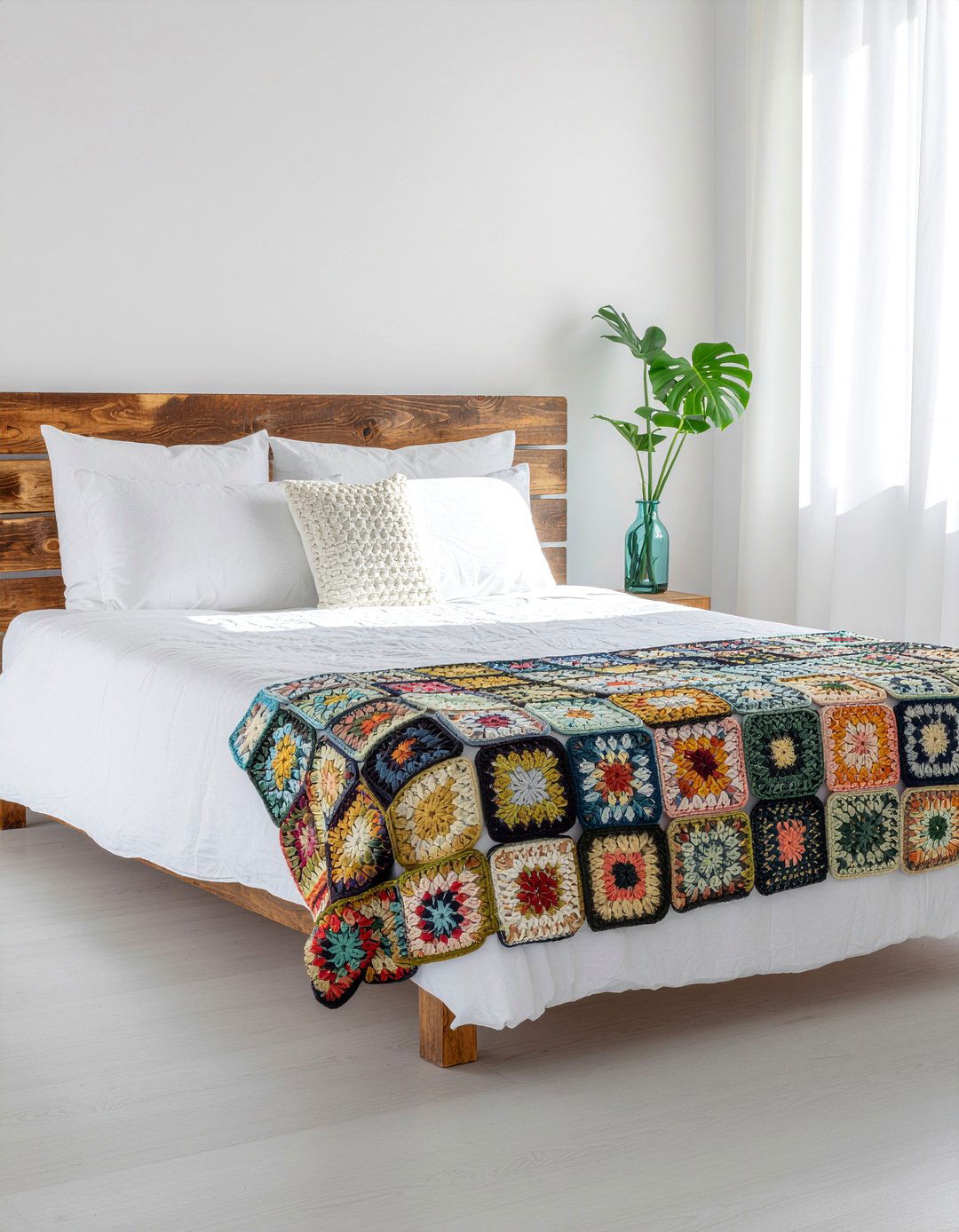Crochet granny square blanket - 30 crocheted bedroom ideas