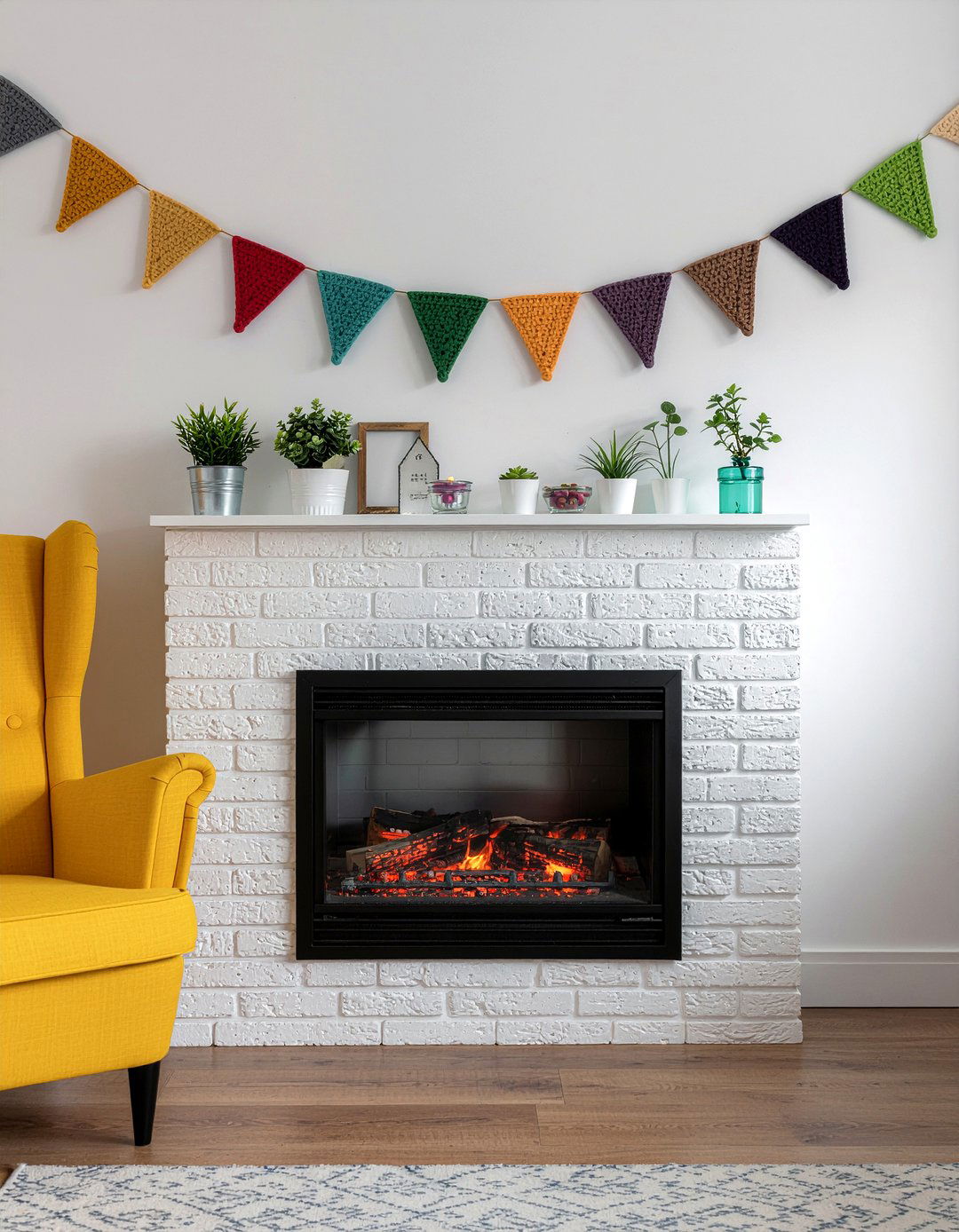 Crochet mantel garland - 30 crocheted living room ideas