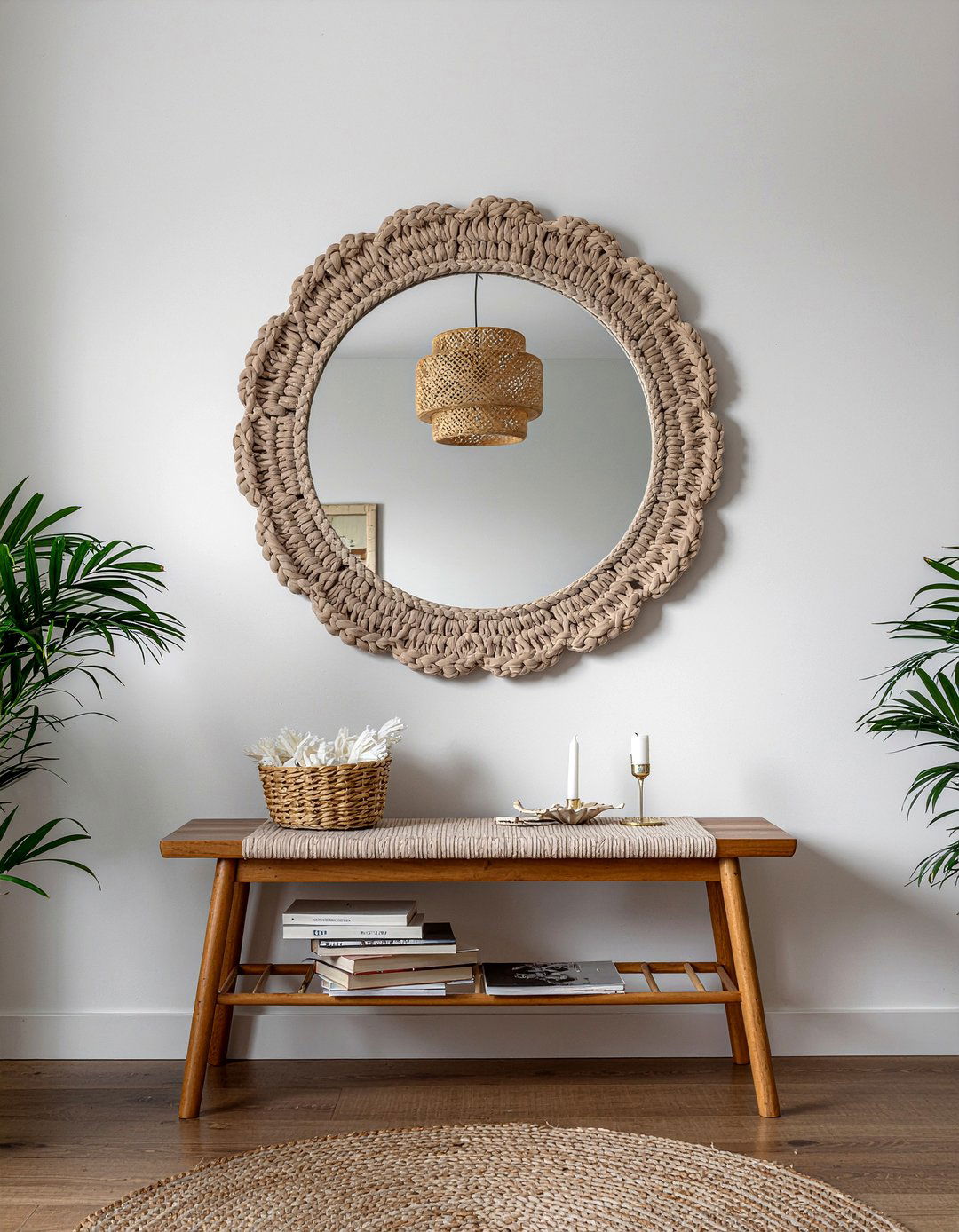 Crochet mirror border - 30 crocheted living room ideas