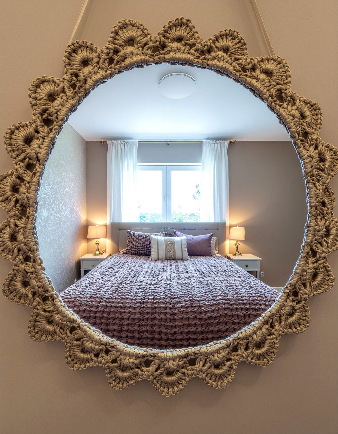 Crochet mirror border - 30 crocheted bedroom ideas