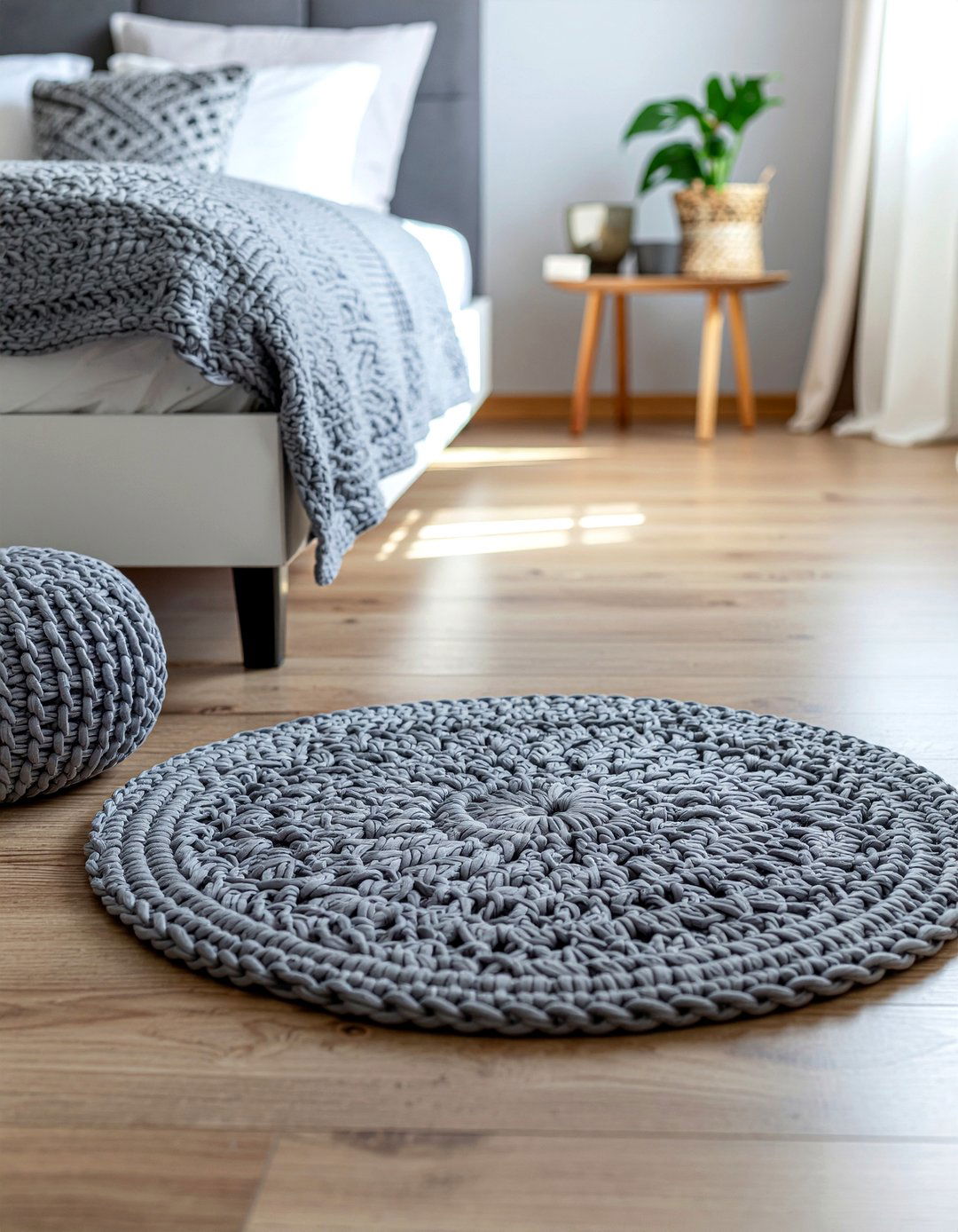Crochet round rug - 30 crocheted bedroom ideas