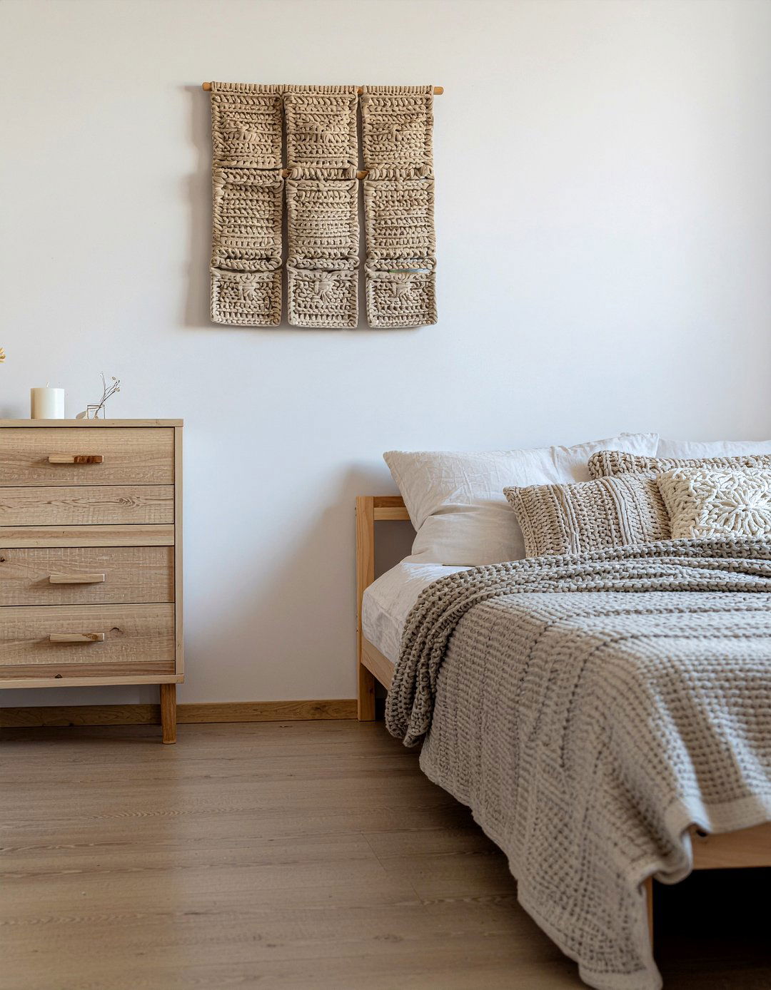 Crochet wall organizer - 30 crocheted bedroom ideas