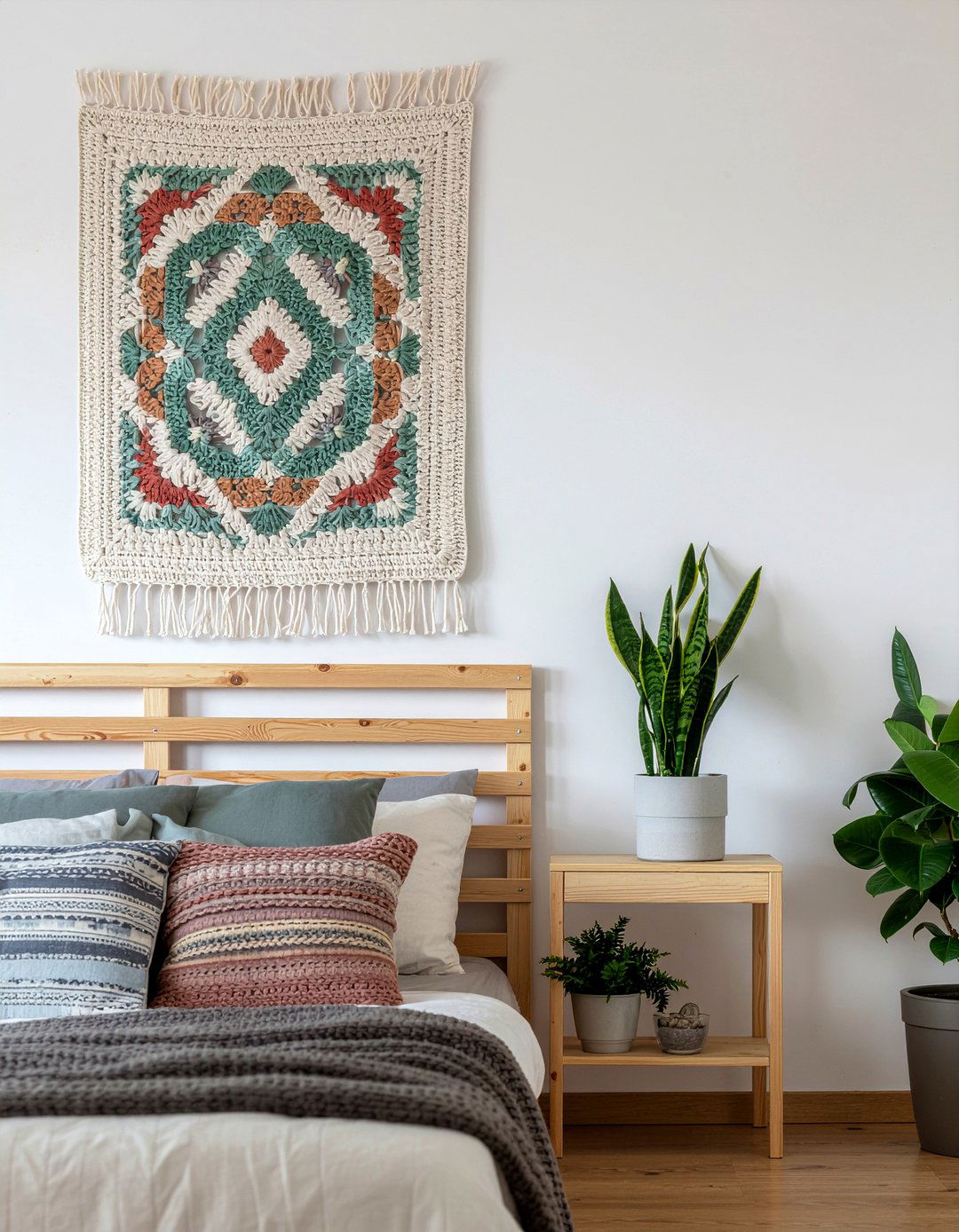 Crochet wall tapestry - 30 crocheted bedroom ideas