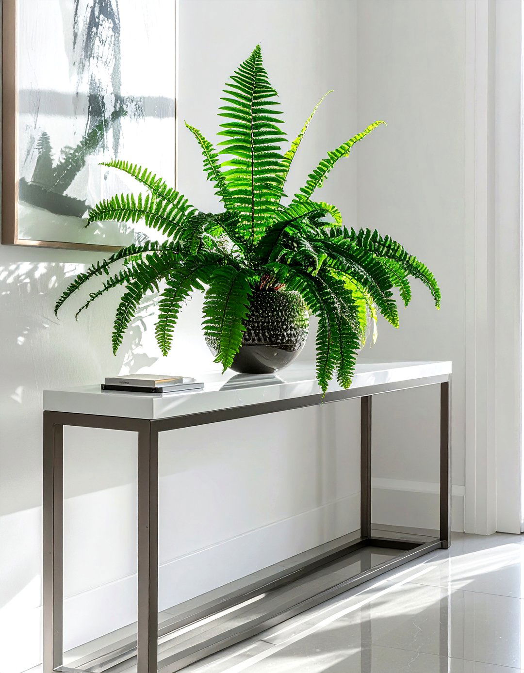 Crocodile Fern Console Table - 30 dining room fern ideas