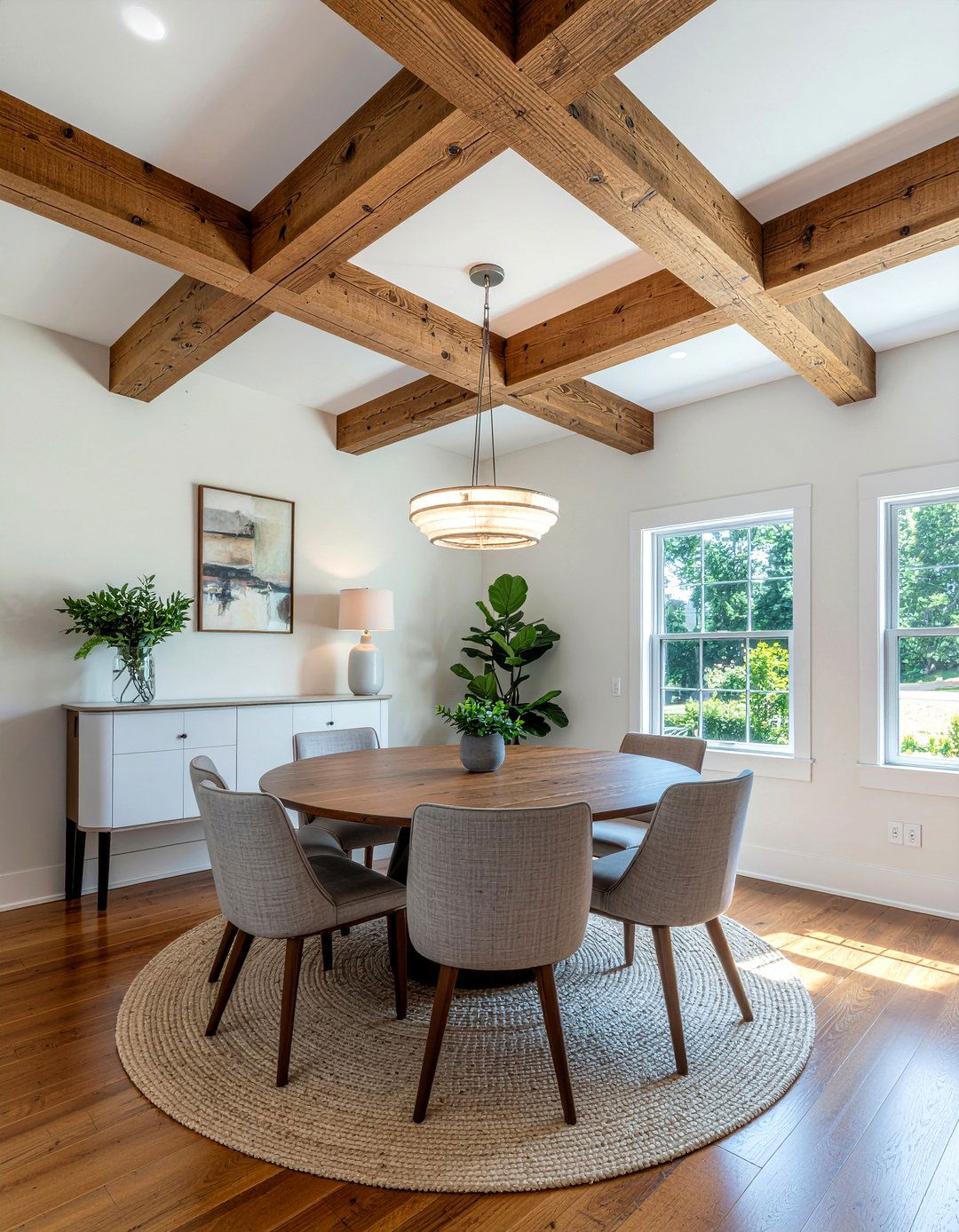 Cross beam ceiling - 30 dining room beamed ceiling ideas