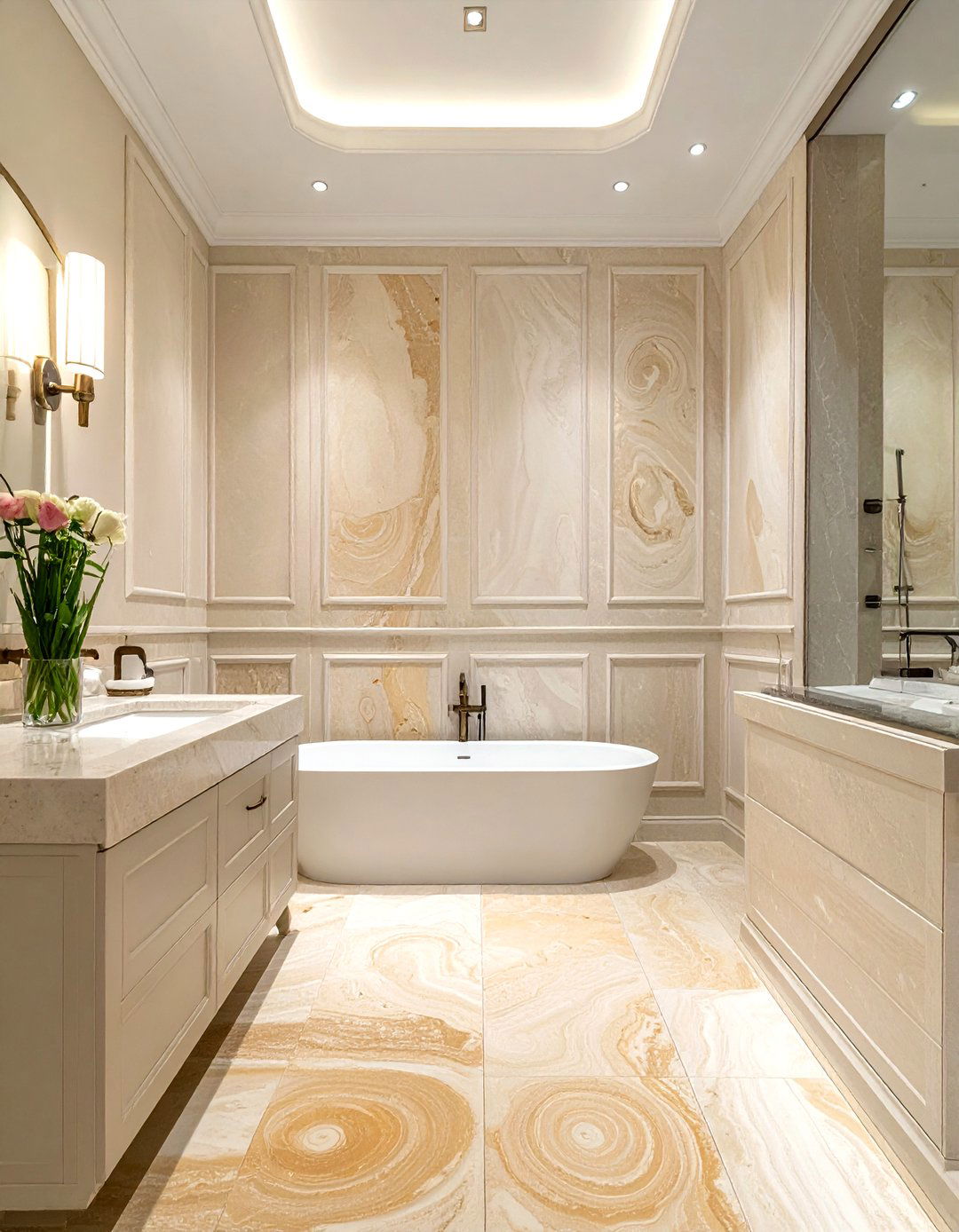 Cross cut travertine tile - 30 travertine tile bathroom ideas