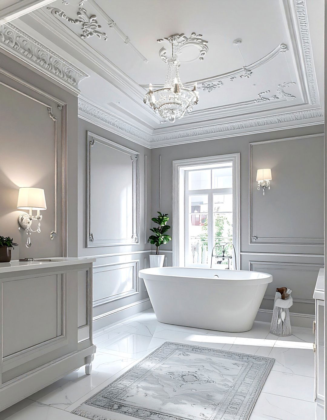 Crown molding - 30 Parisian bathroom ideas