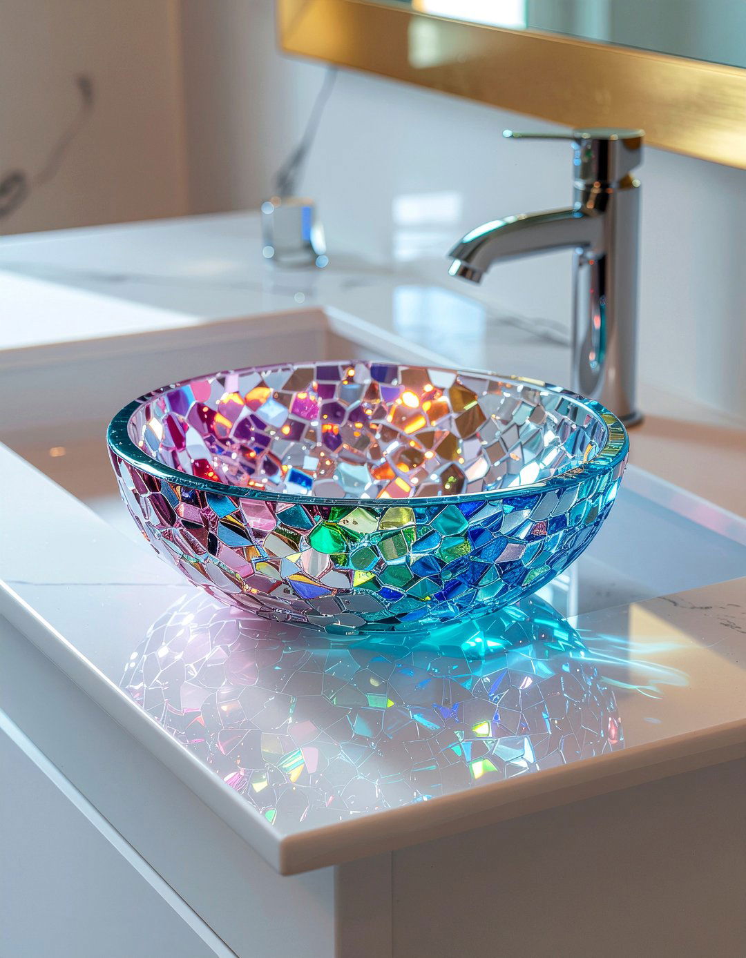 Crushed glass sink - 30 glass sink ideas