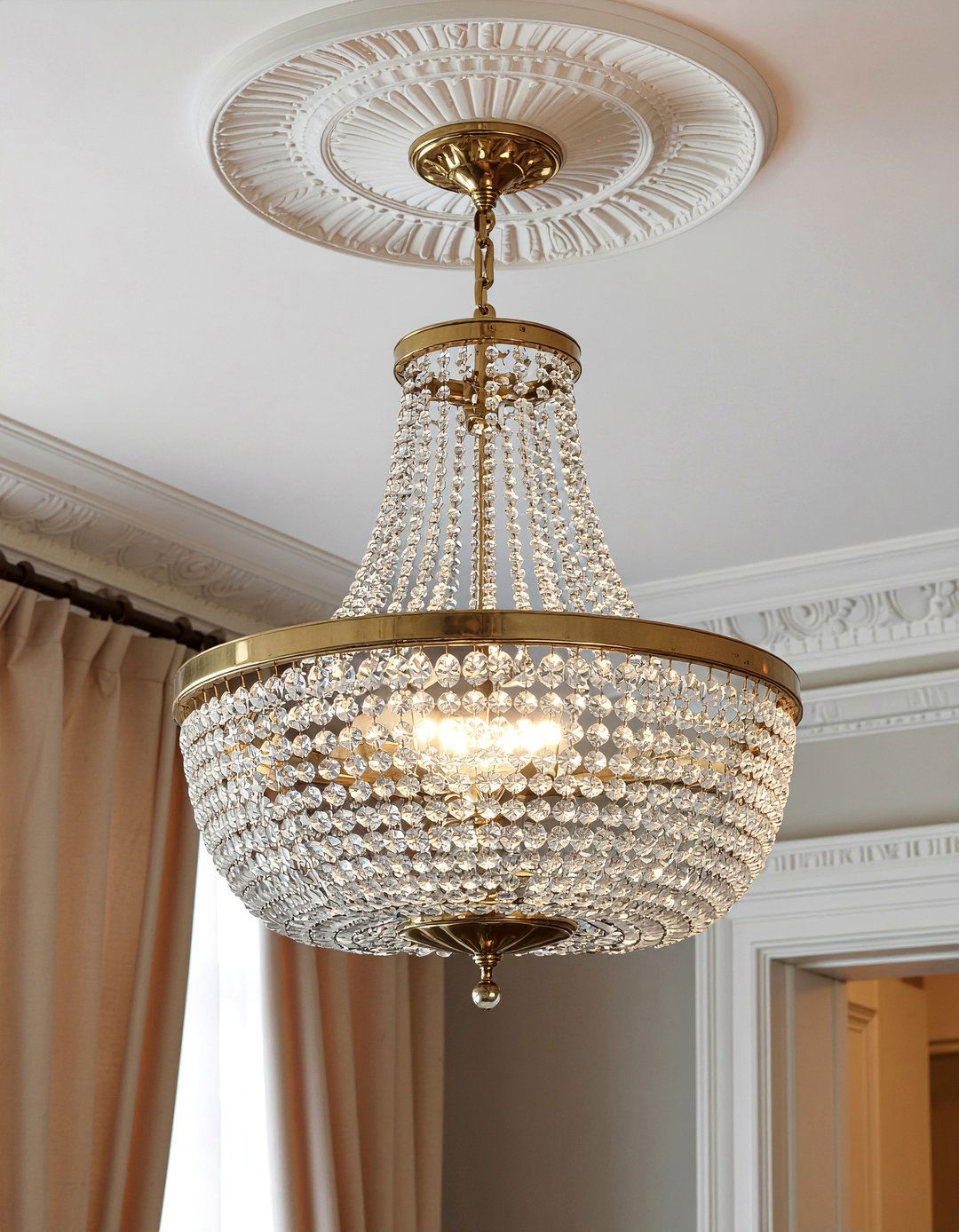 Crystal Basket Chandelier - 30 living room French furniture ideas