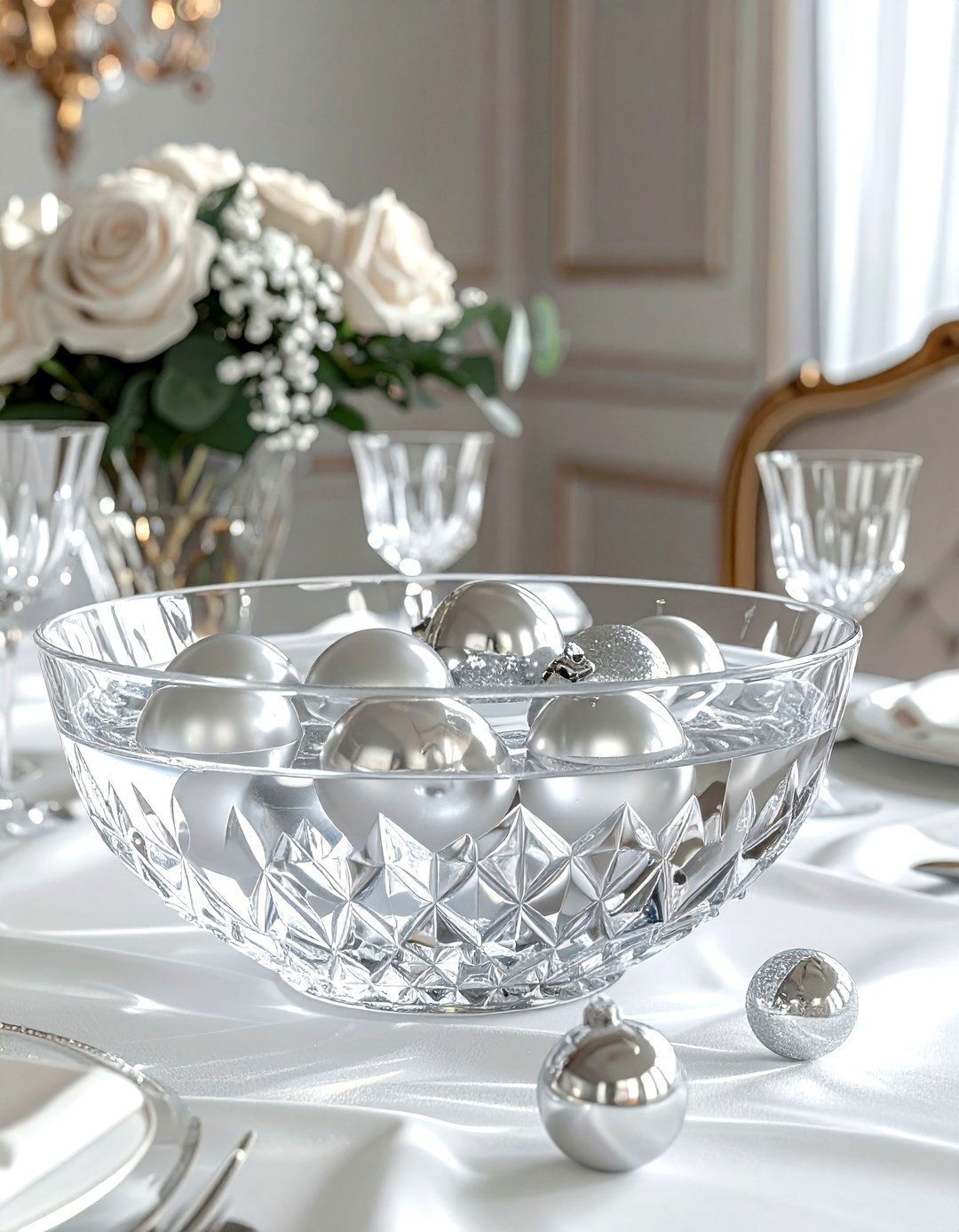 Crystal Bowl Centerpiece - 30 elaborate centerpiece dining ideas