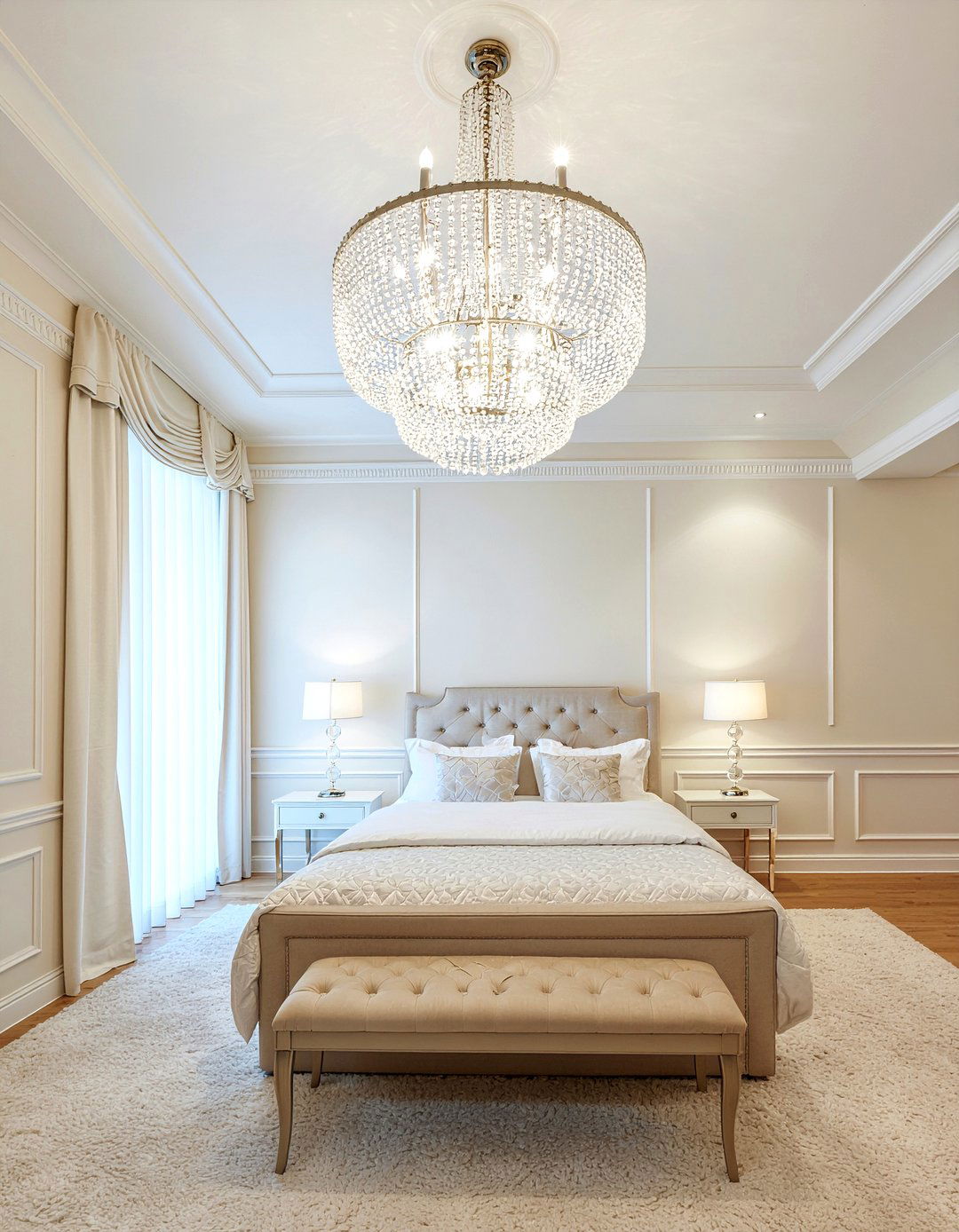 Crystal Chandelier - 30 grand bedroom ideas