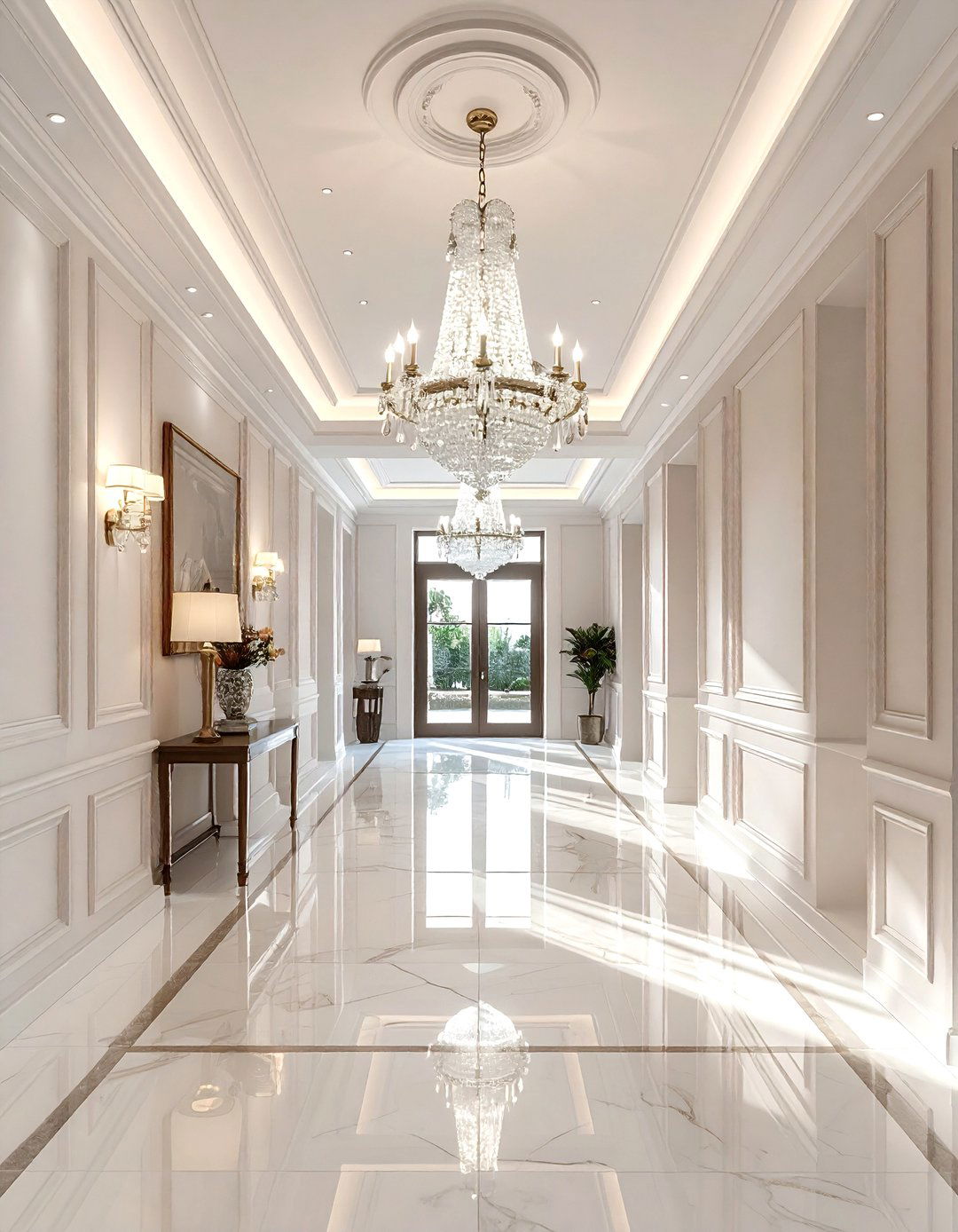 Crystal Chandelier - 30 hallway lighting ideas