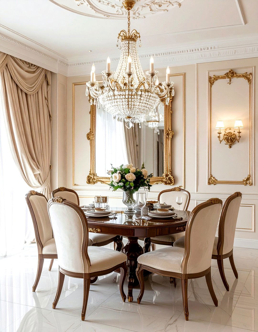 Crystal Chandelier - 30 dining room ambient lighting ideas