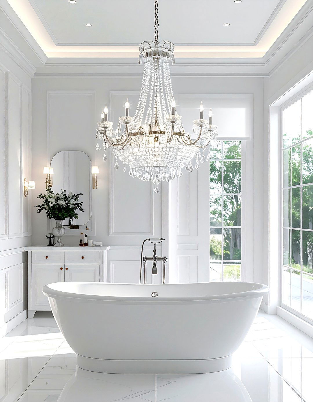 Crystal Chandelier - 30 Victorian bathroom ideas
