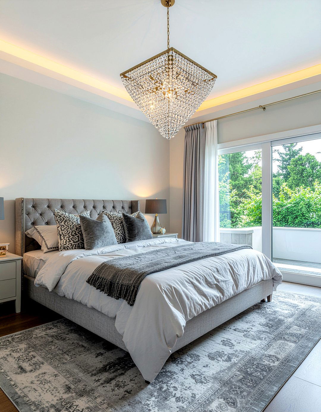 Crystal Chandelier Bedroom - 30 modern glam bedroom ideas
