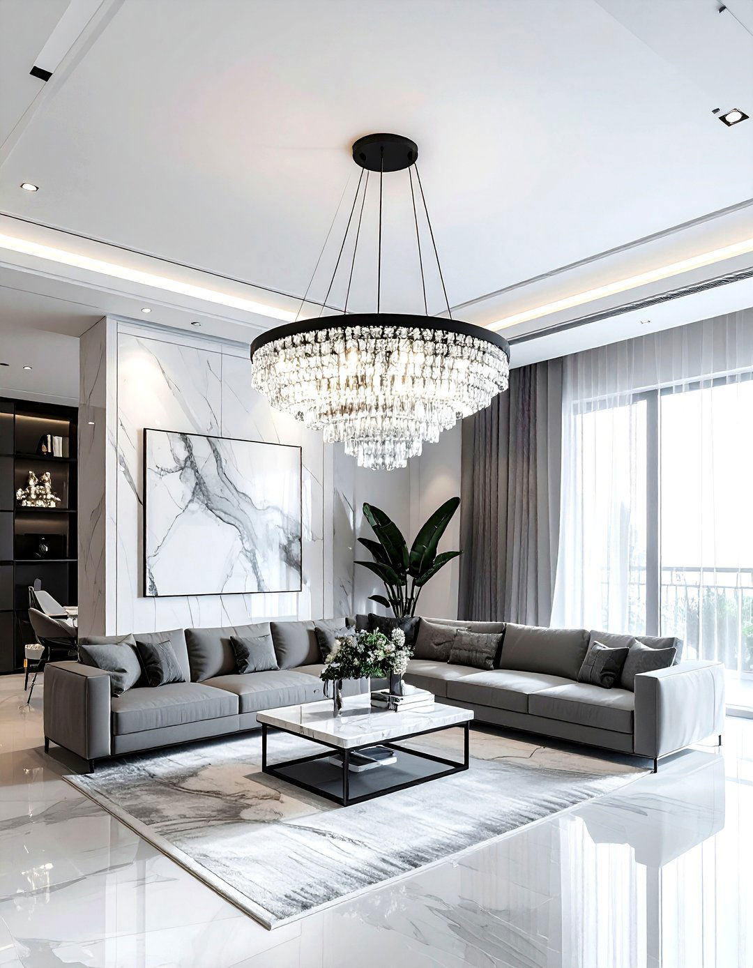 Crystal Chandelier Lighting Living Room - 30 living room transitional furniture ideas