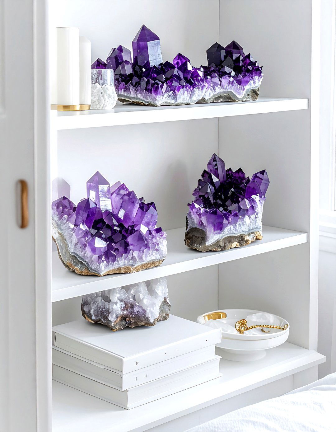 Crystal Cluster Bookends - 30 decorative bookend ideas