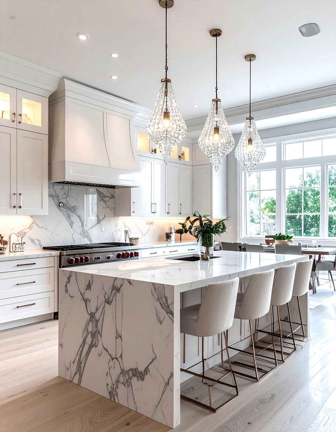 Crystal Drop Pendants - 30 kitchen island lighting ideas