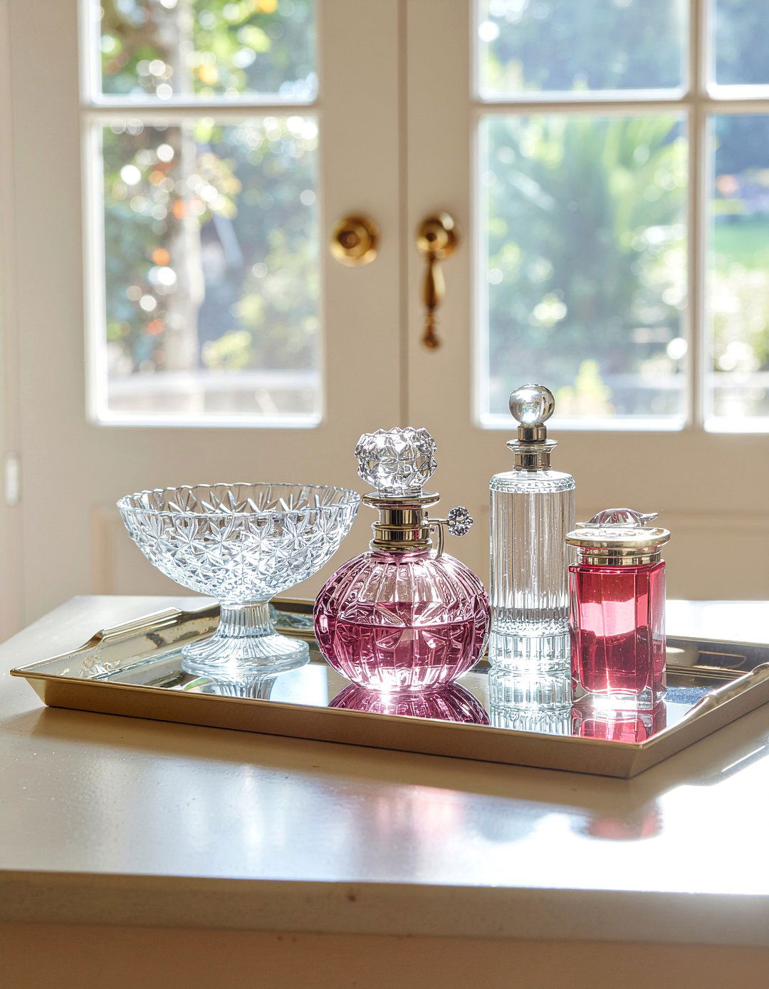 Crystal Glass Accents - 30 shabby chic living room ideas