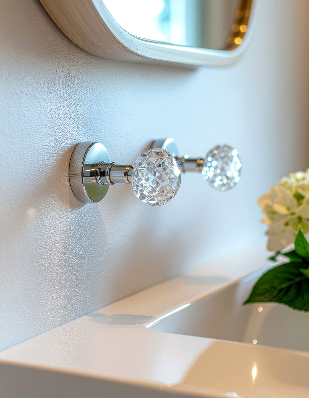 Crystal Glass Hook - 30 bathroom towel hook ideas