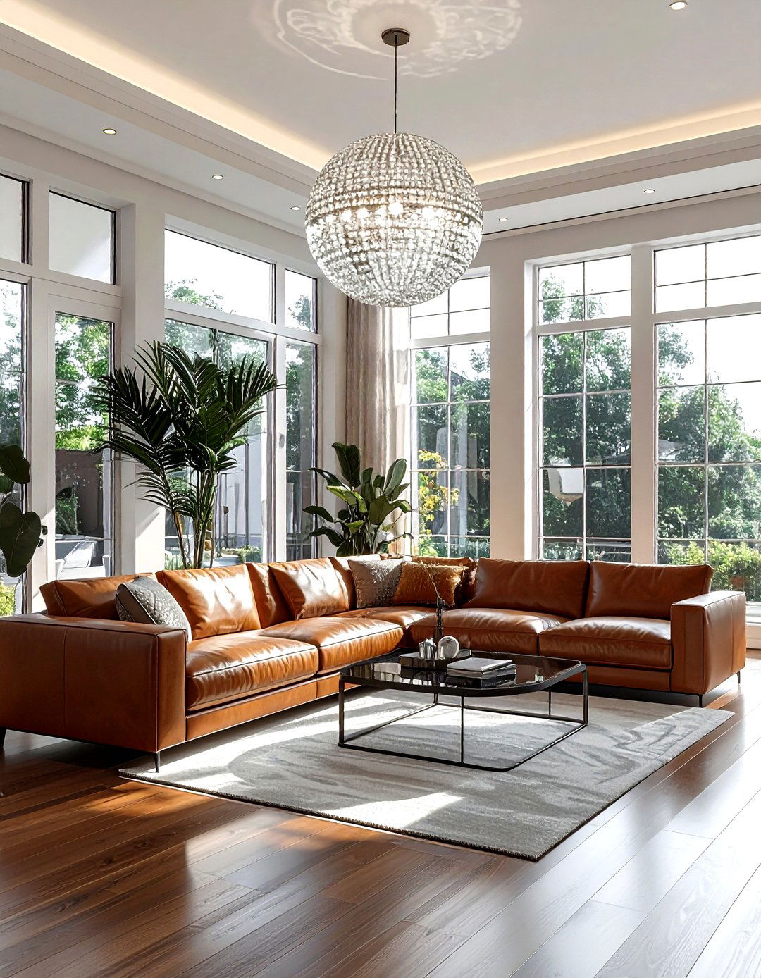 Crystal Globe Chandelier - 30 living room chandelier ideas