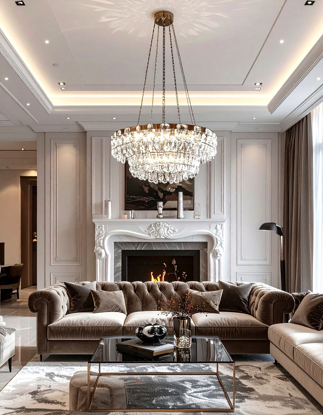 Crystal Pendant Light - 30 living room pendant lighting ideas