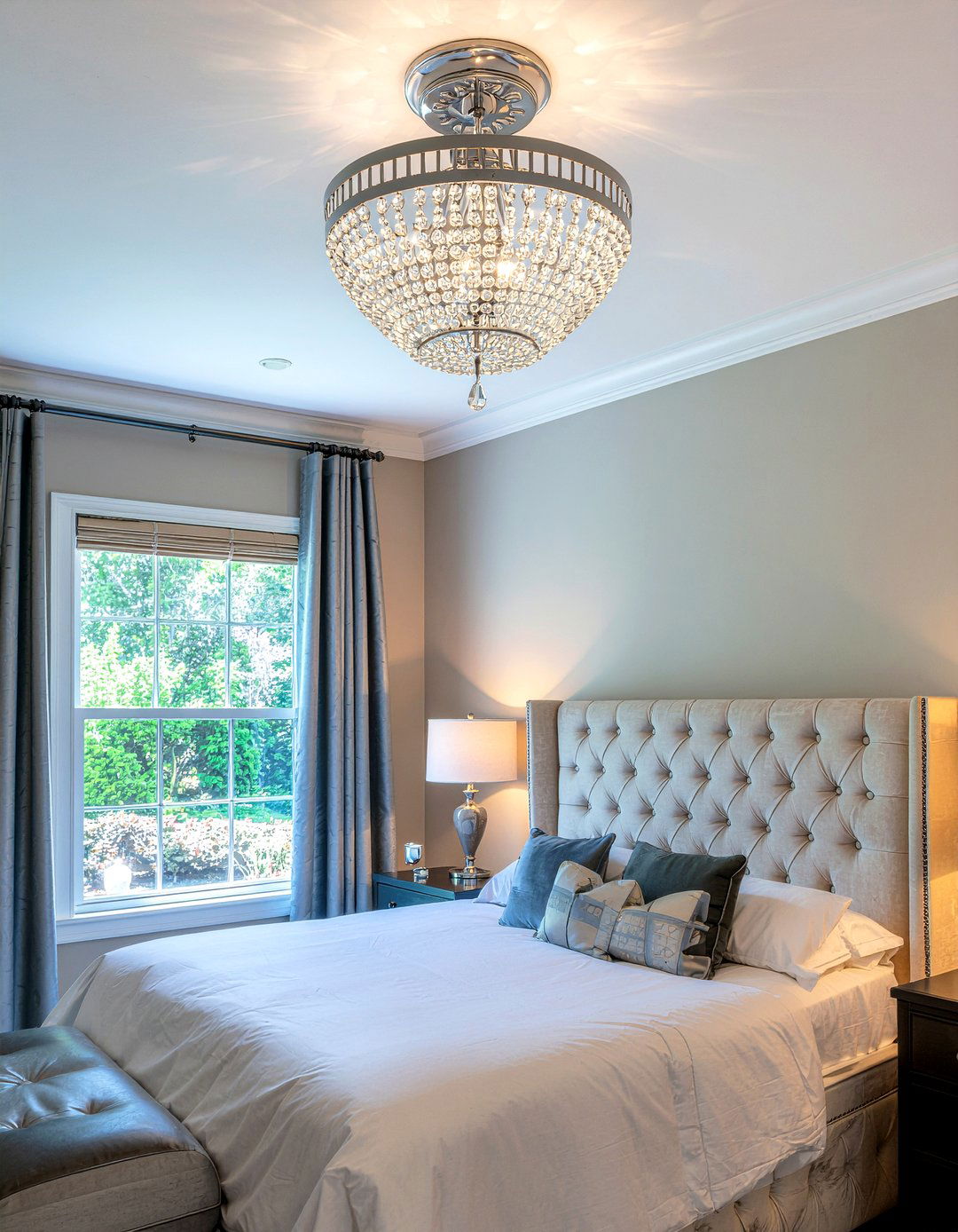 Crystal Semi Flush Mount - 30 bedroom lighting ideas