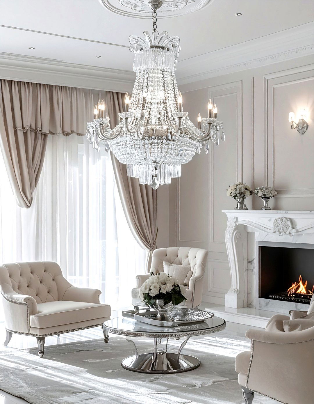 Crystal Waterfall Chandelier - 30 living room chandeliers