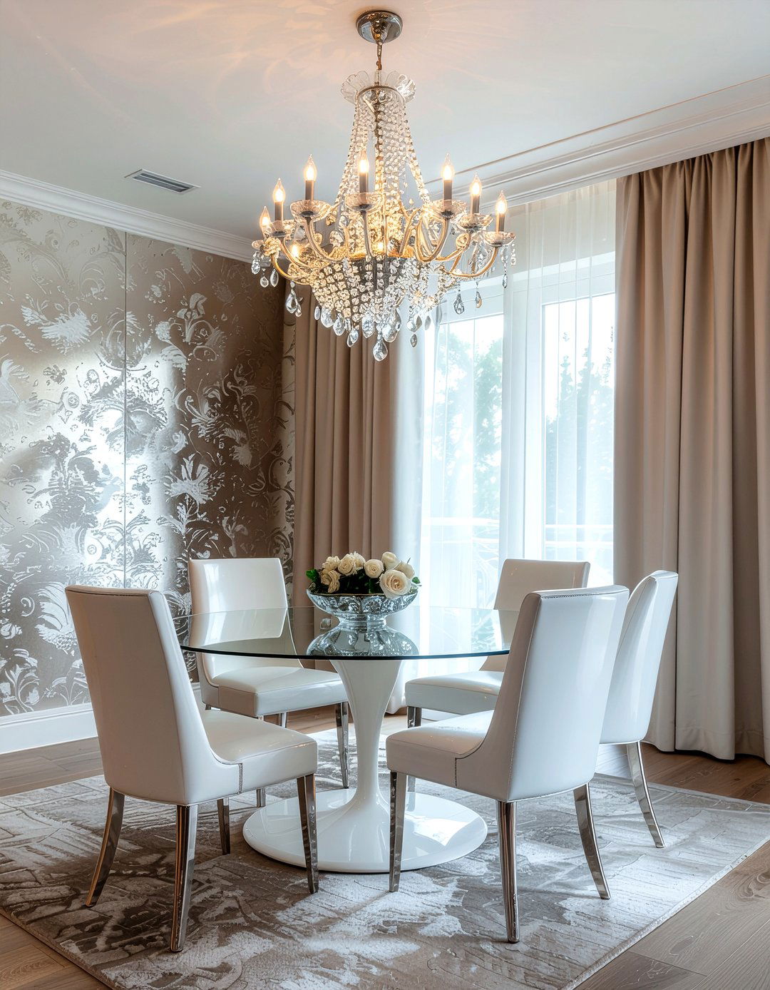 Crystal Waterfall Chandelier - 30 Hollywood regency dining room ideas