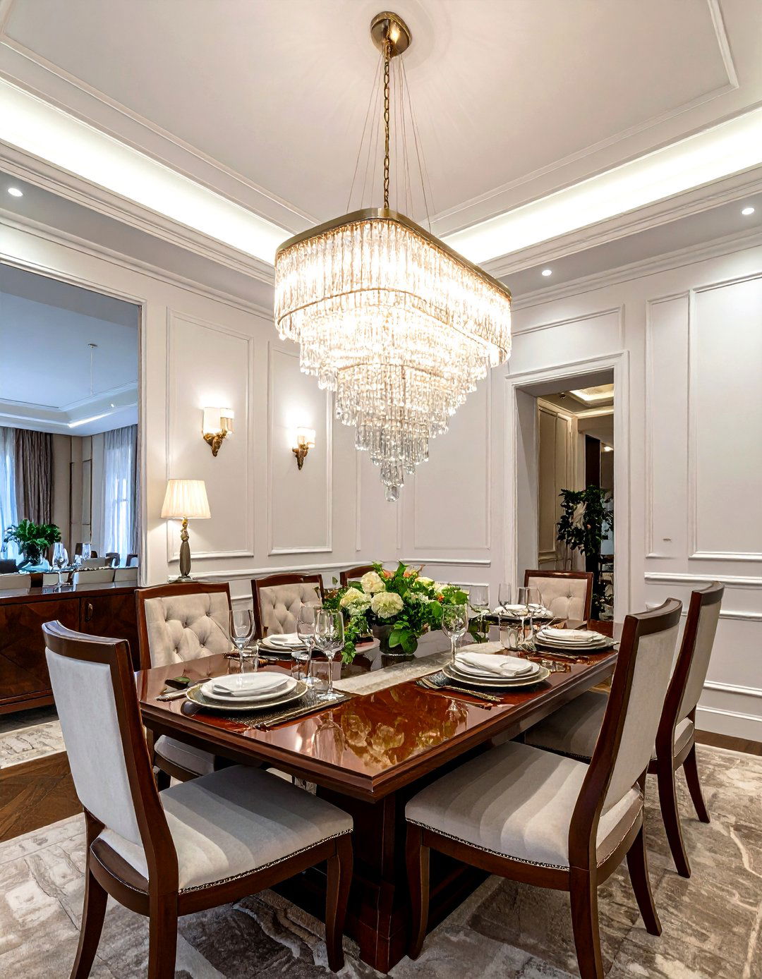 Crystal Waterfall Light - 30 low hanging pendant dining room ideas