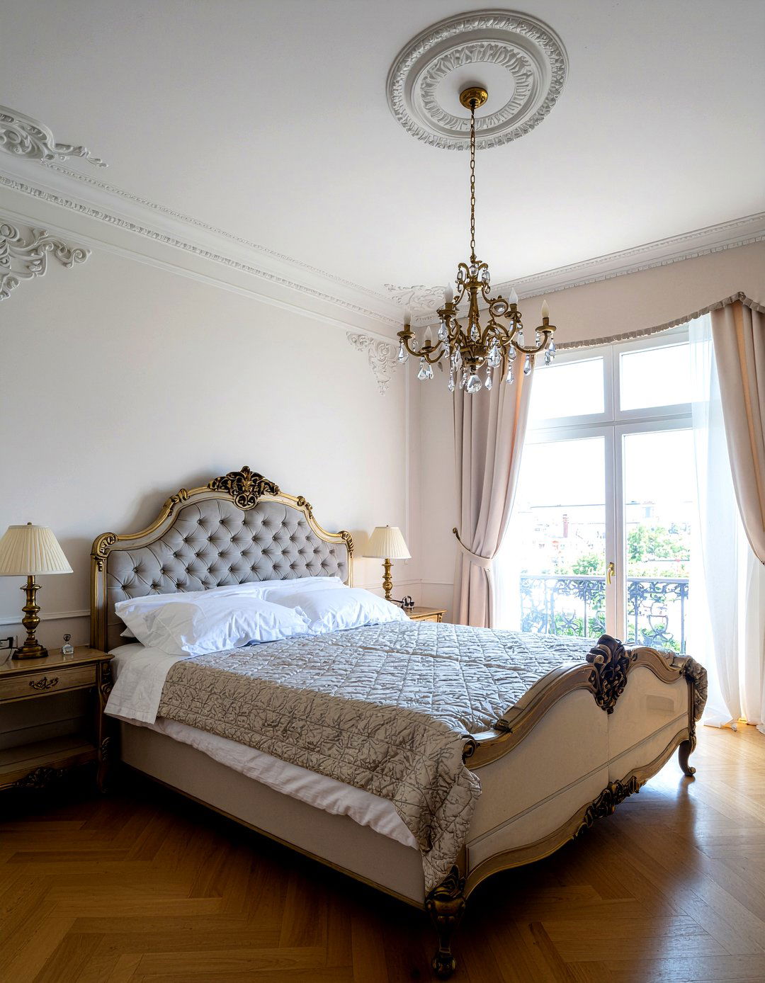 Crystal bedroom chandelier - 30 Parisian bedroom ideas