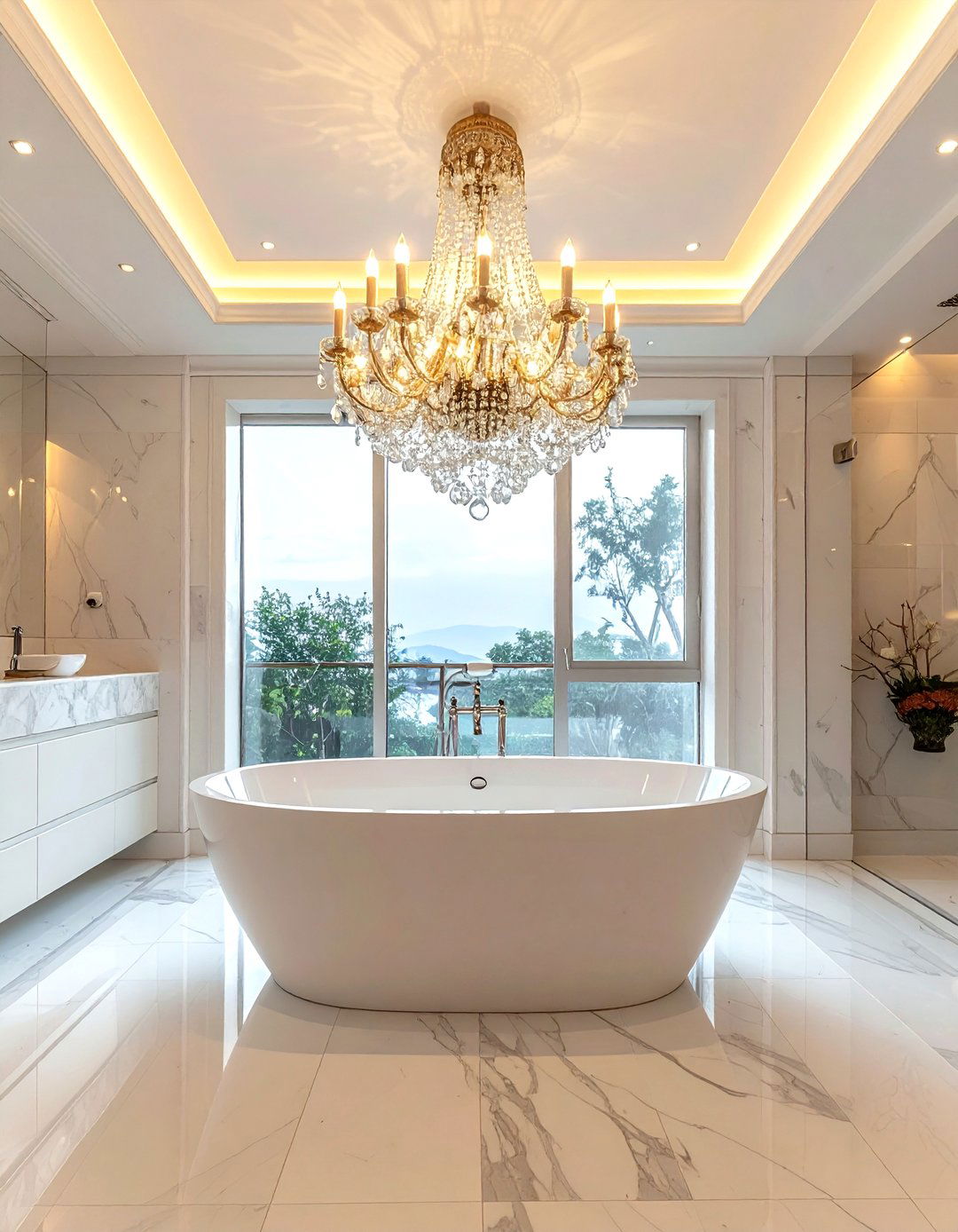 Crystal chandelier - 30 English bathroom ideas